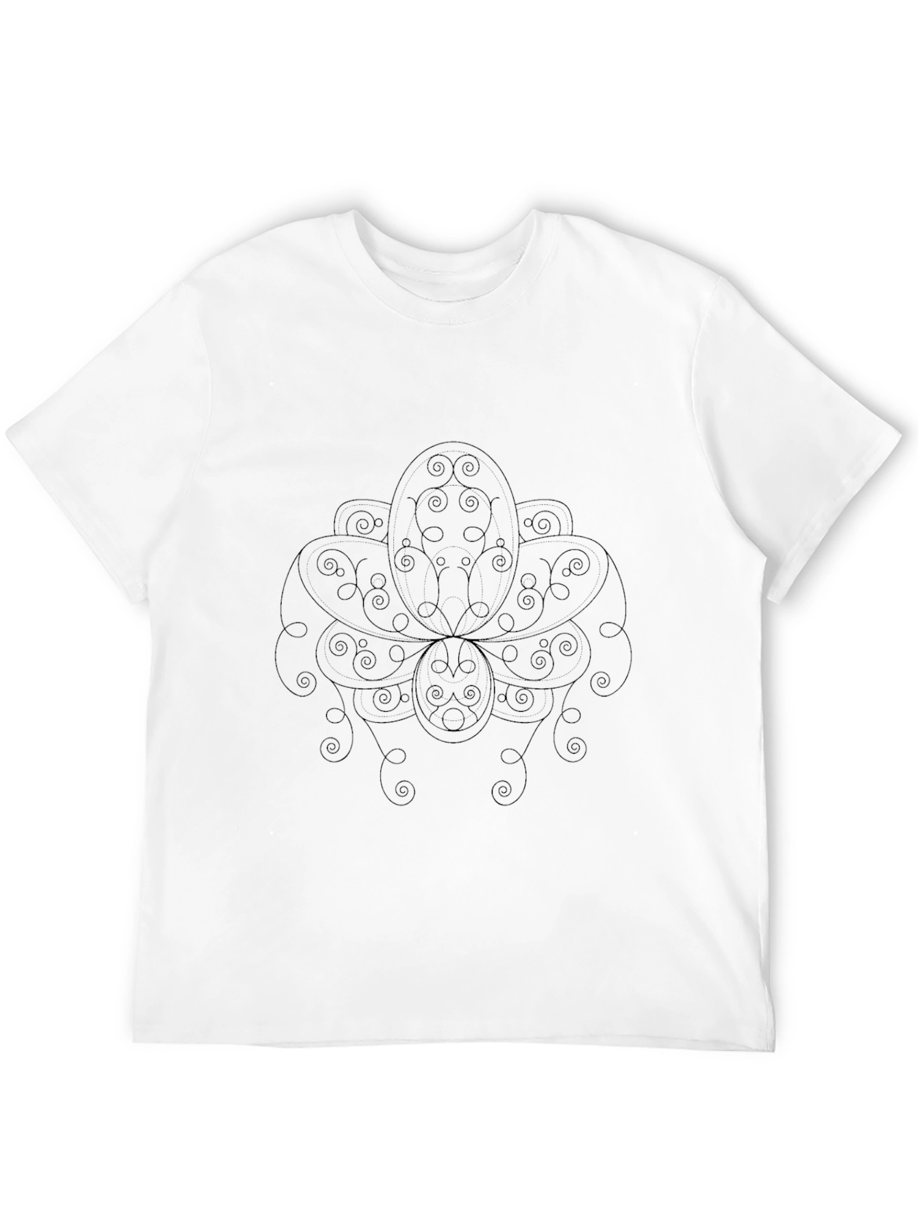 Abstract Lotus Graphic Black Tee