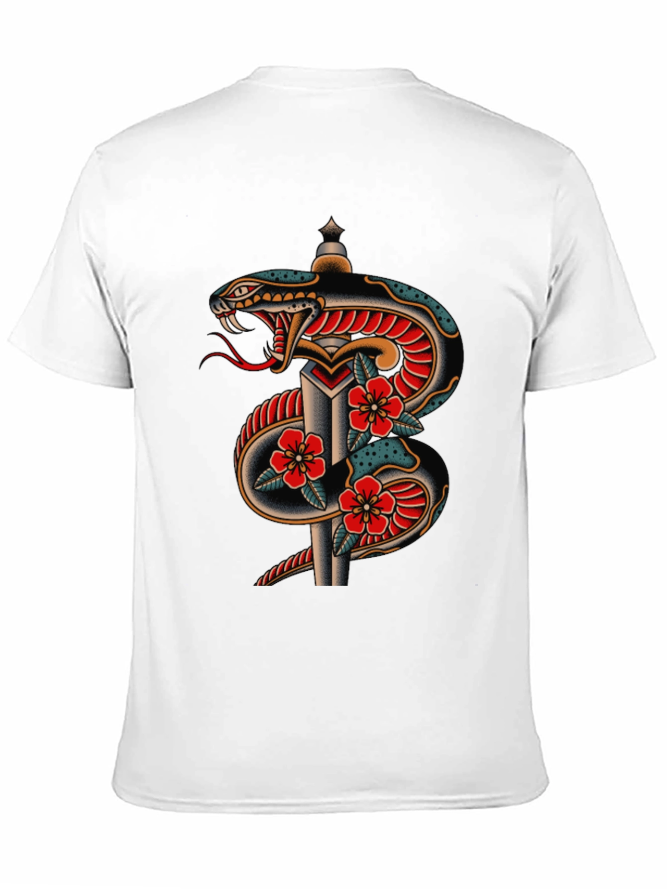 Snake & Dagger Graphic Tee - Classic Tattoo Design