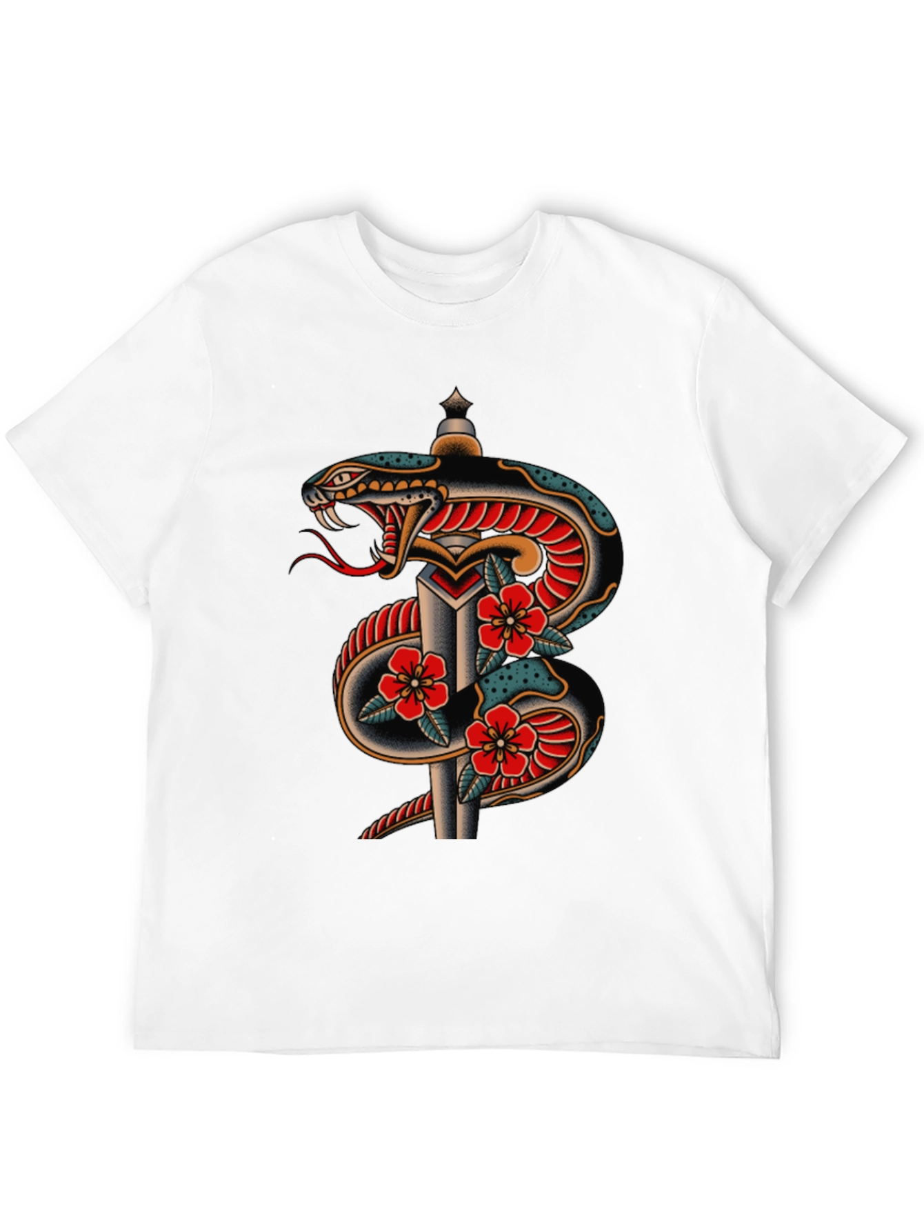 Snake & Dagger Graphic Tee - Classic Tattoo Design