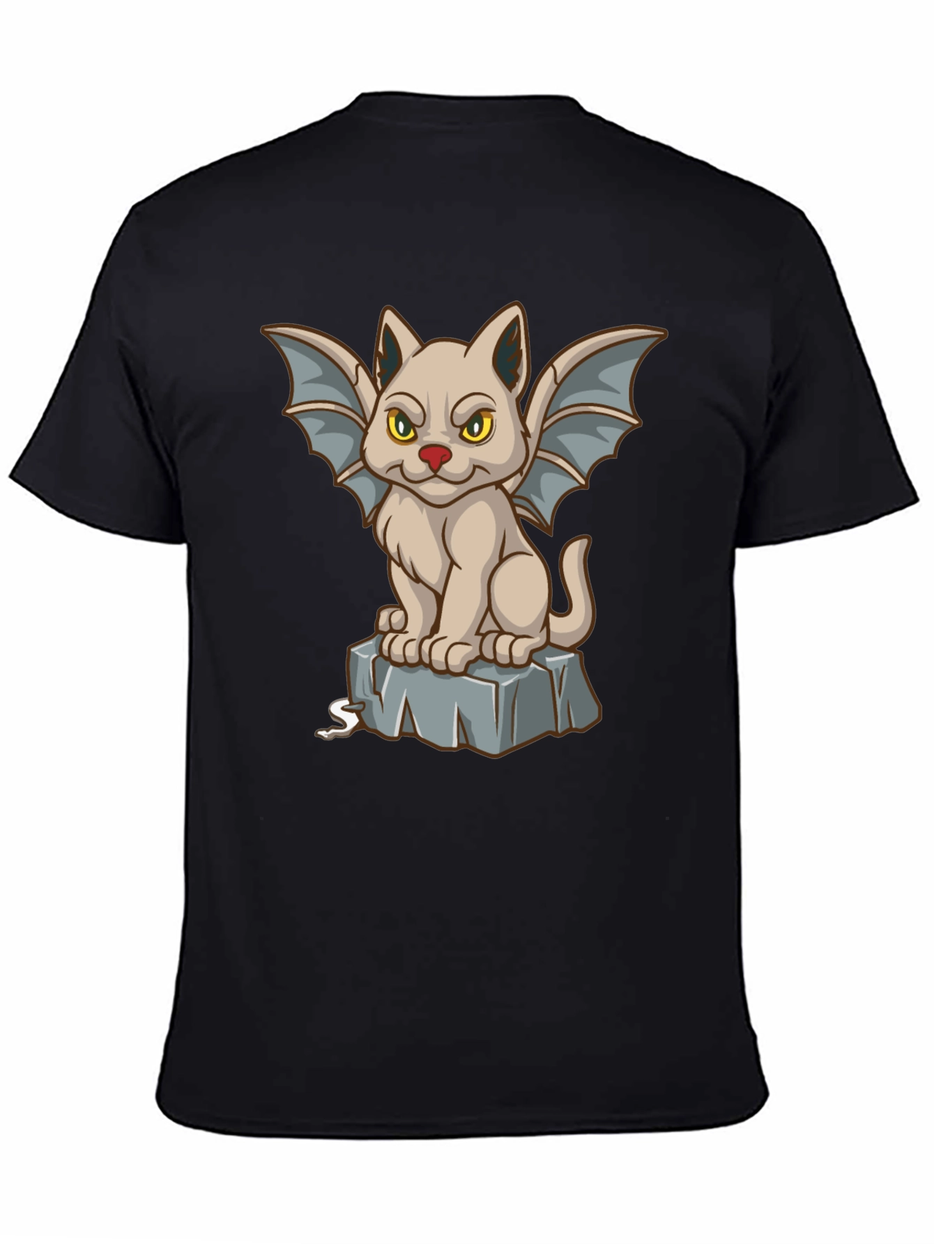Gargoyle Cat Graphic Tee - Black