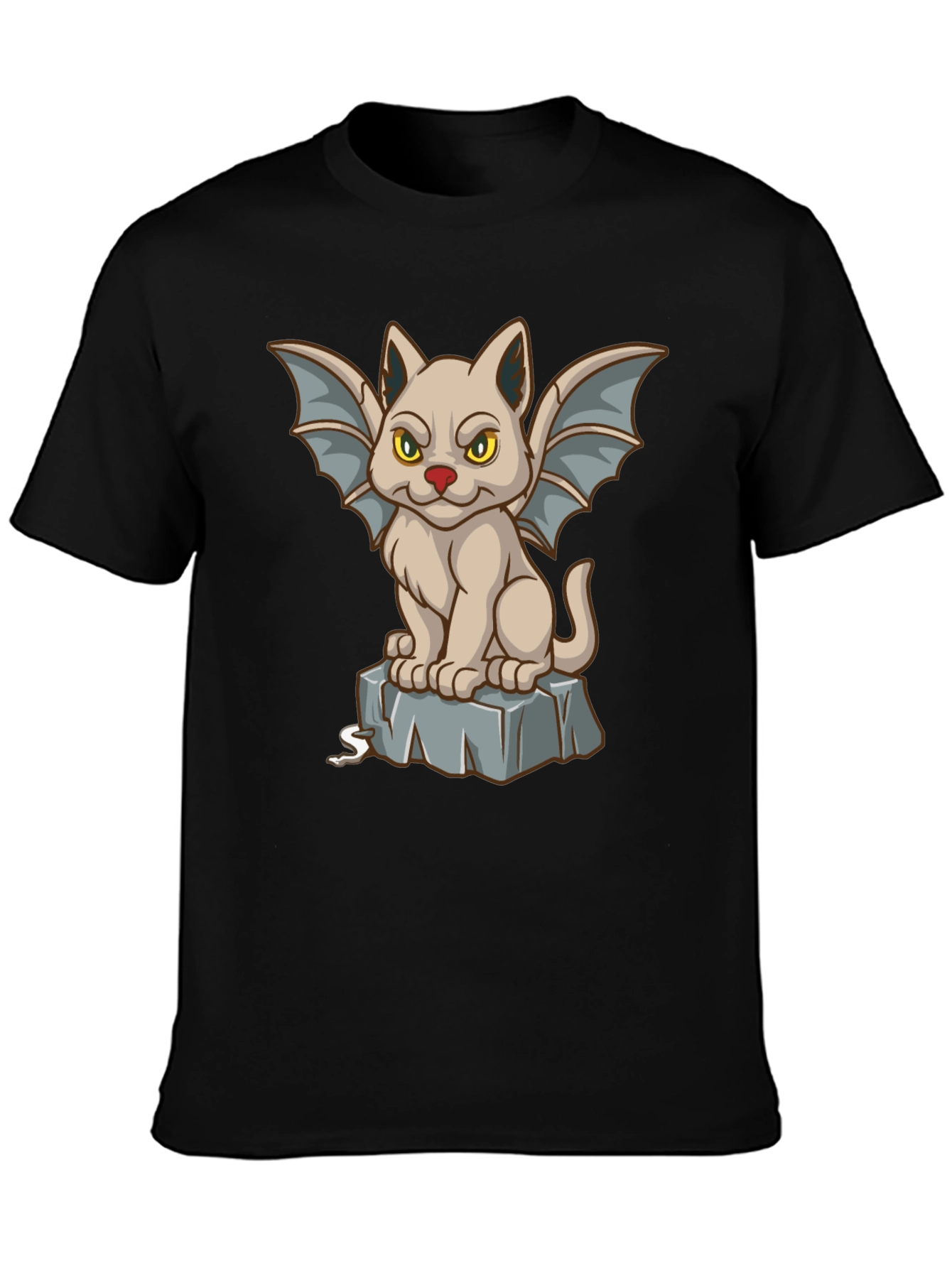 Gargoyle Cat Graphic Tee - Black