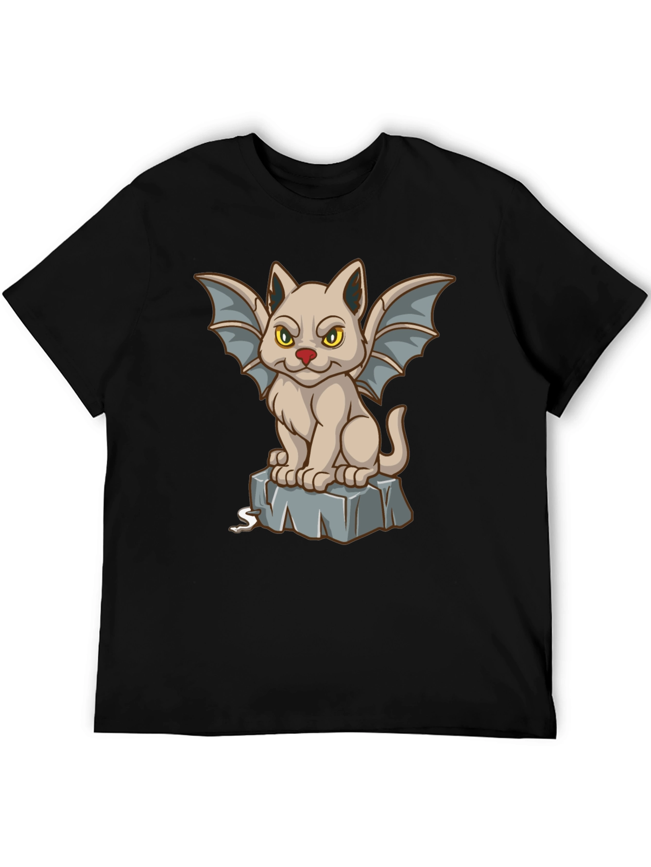 Gargoyle Cat Graphic Tee - Black