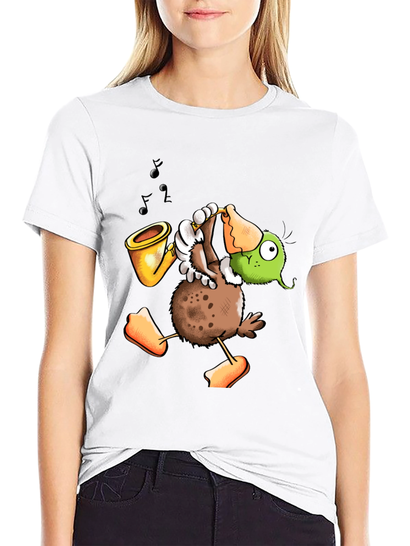 Saxophone Duck Graphic Tee - Quirky & Cool Design