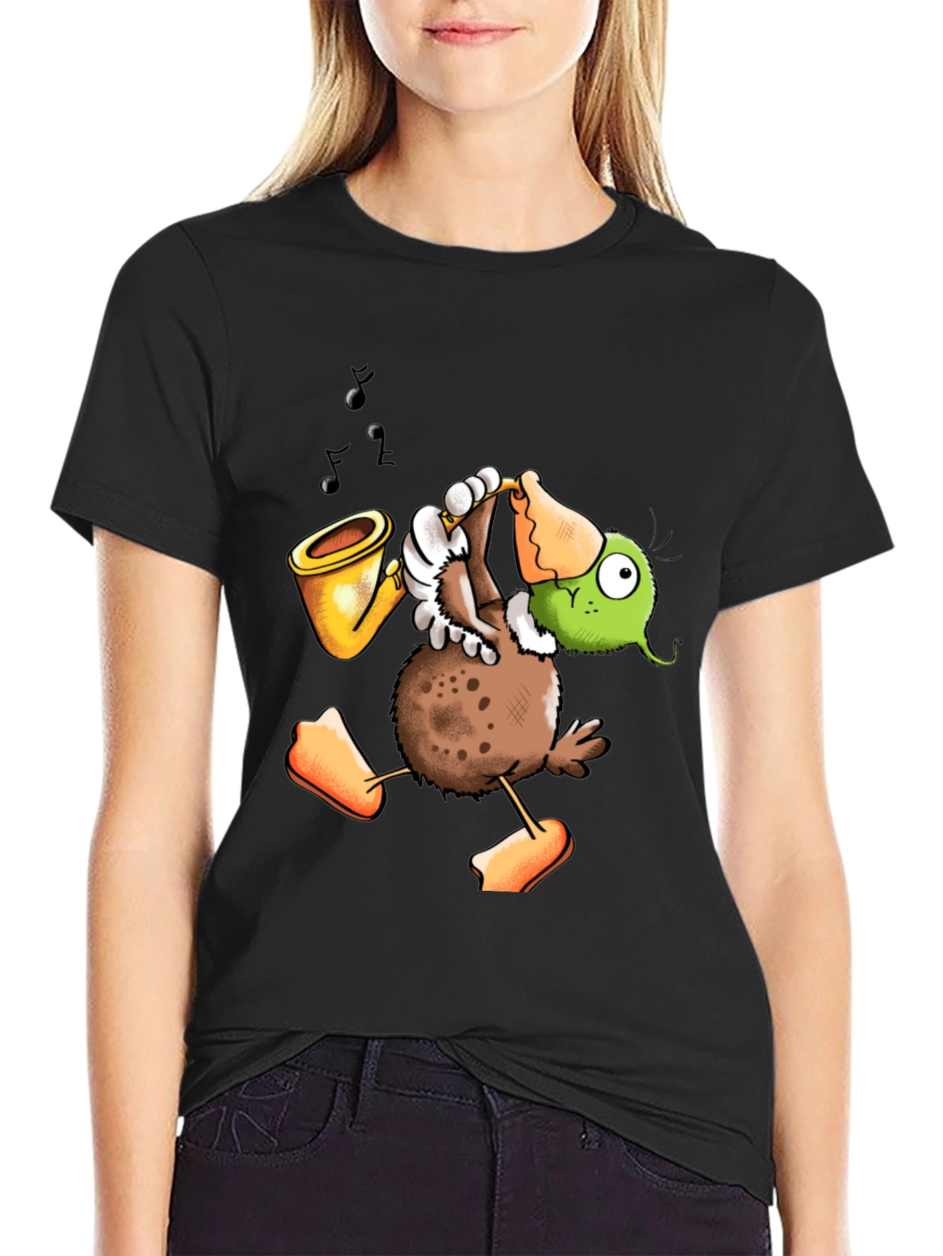 Saxophone Duck Graphic Tee - Quirky & Cool Design
