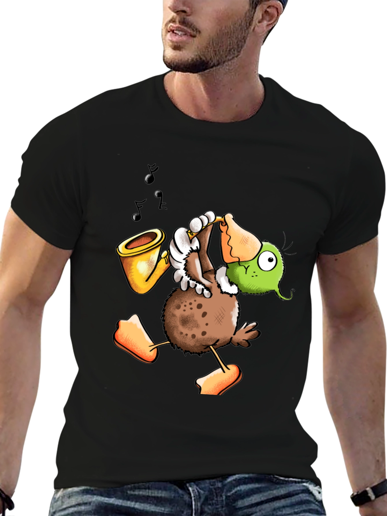 Saxophone Duck Graphic Tee - Quirky & Cool Design