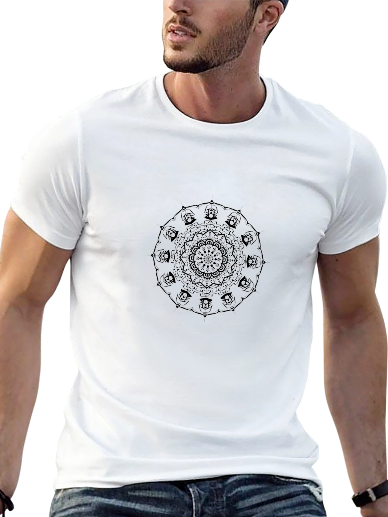 Black Mandala Graphic Tee - Mens Style