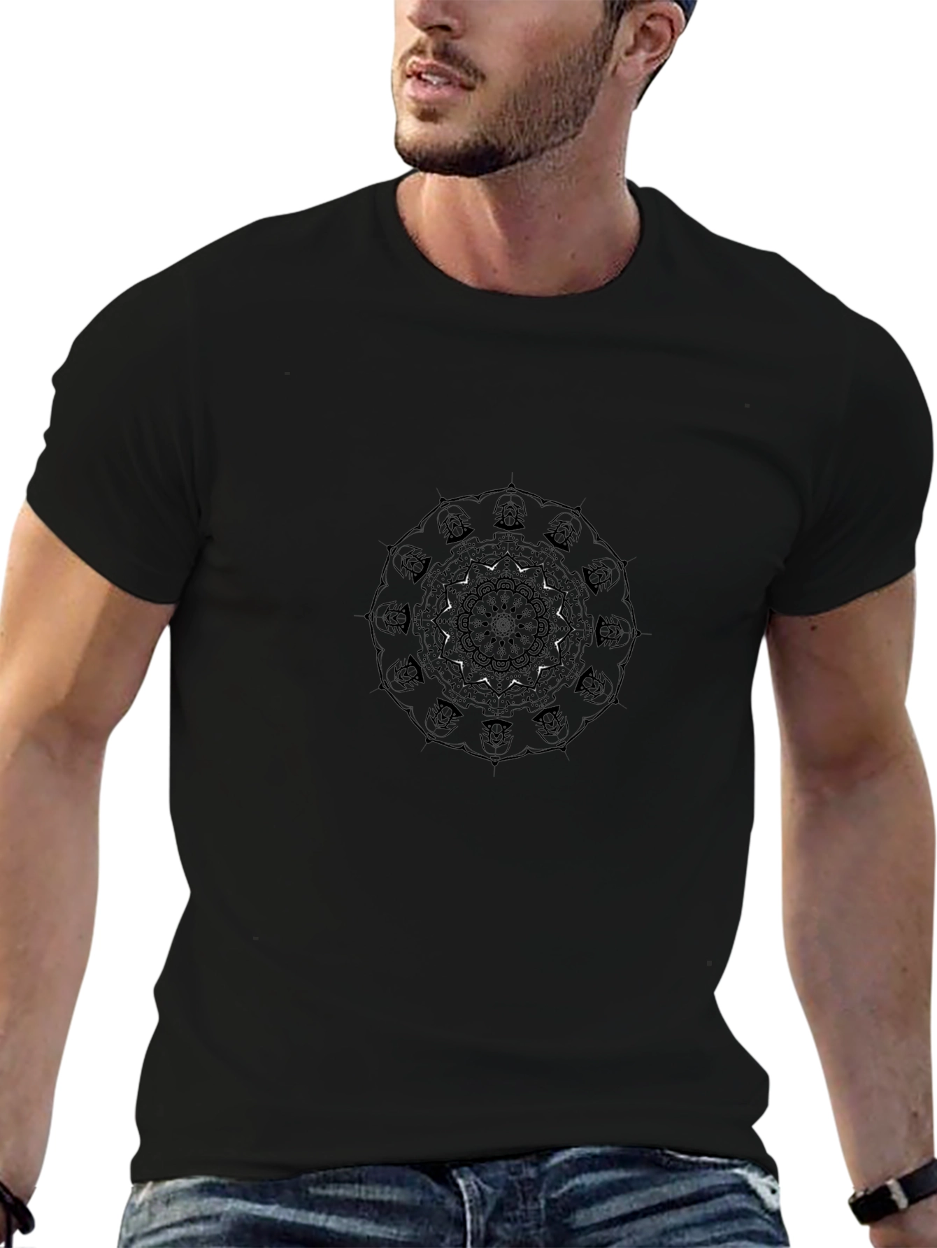 Black Mandala Graphic Tee - Mens Style