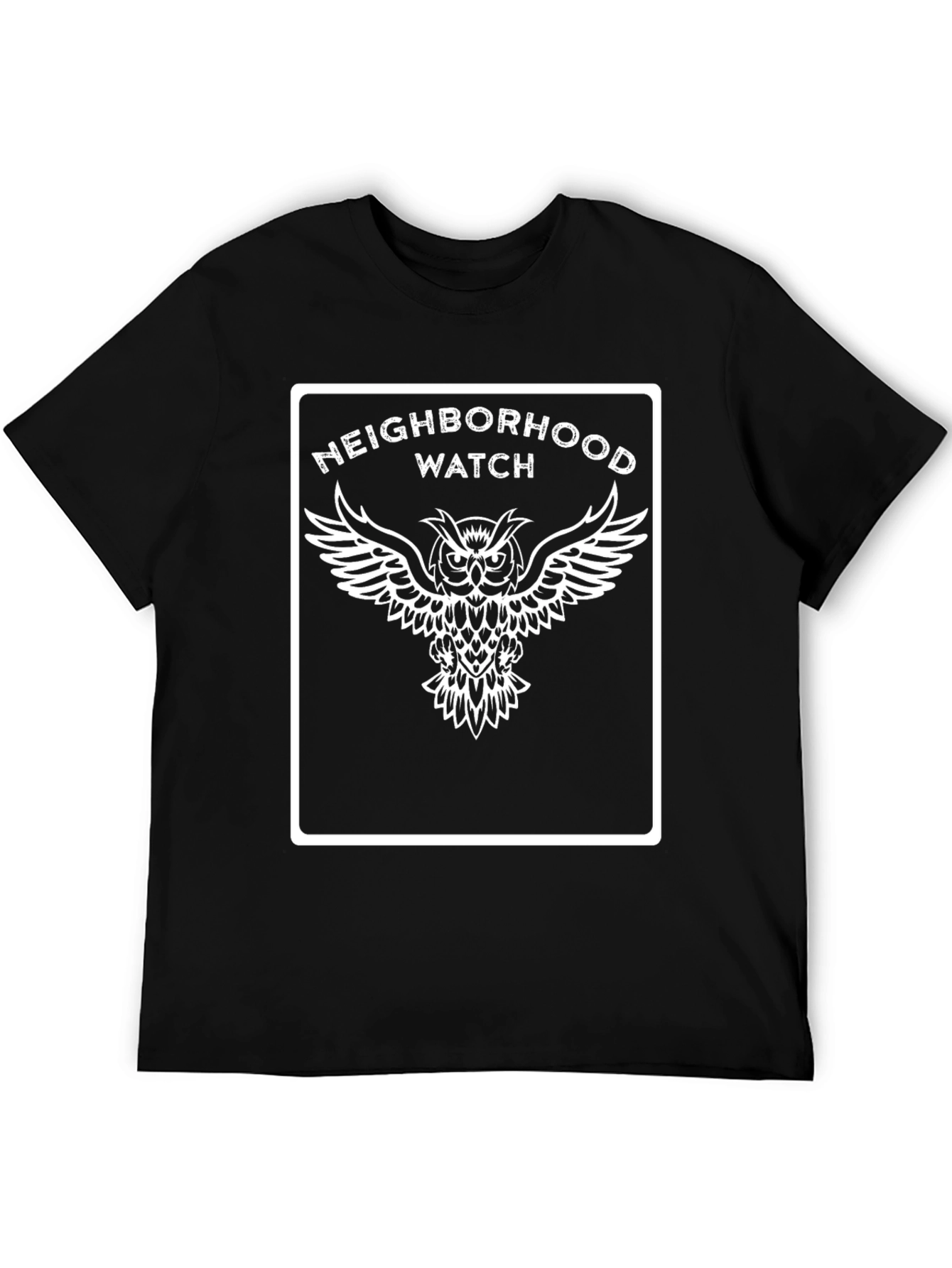 Neighborhood Watch Owl Graphic Black T-Shirt