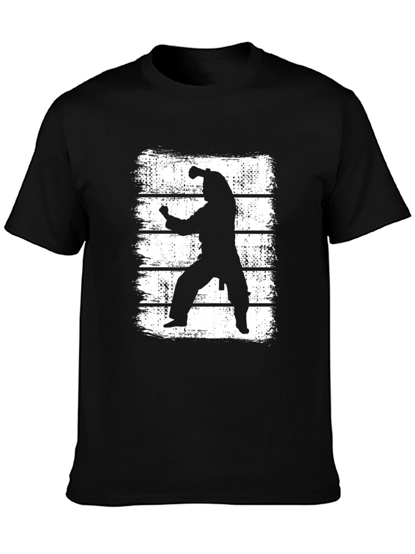Martial Arts Silhouette Graphic T-Shirt - Black