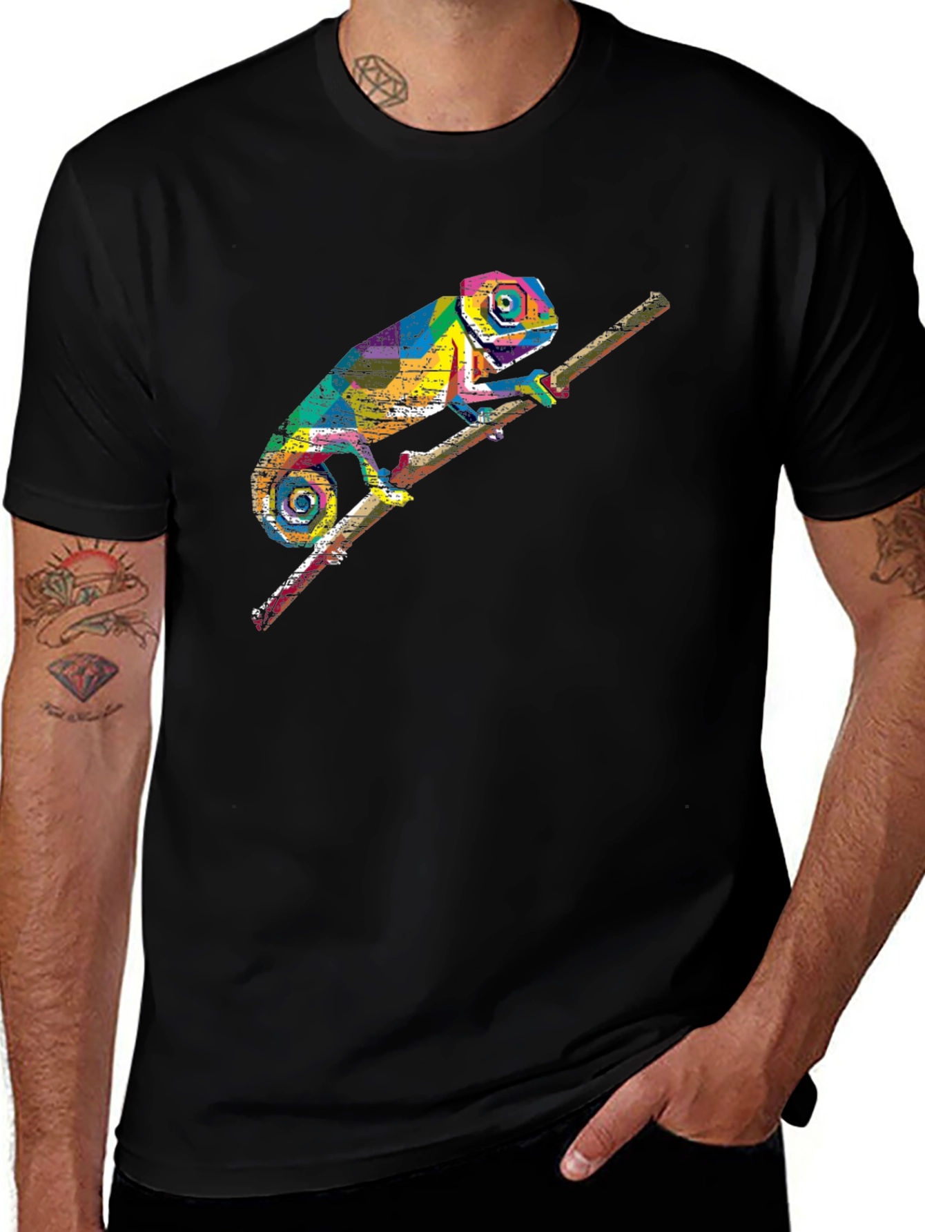 Vibrant Chameleon Graphic Print T-Shirt