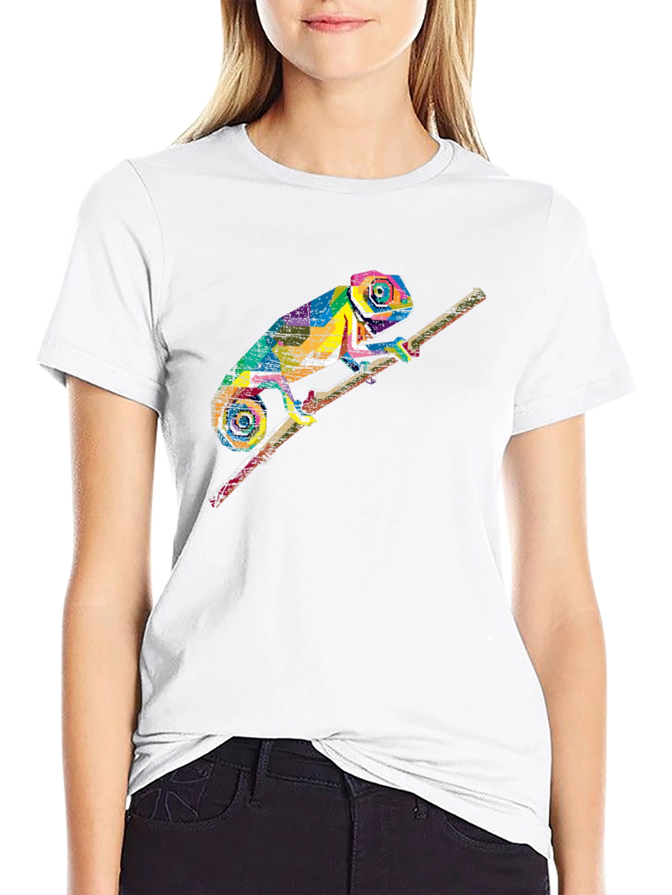 Vibrant Chameleon Graphic Print T-Shirt