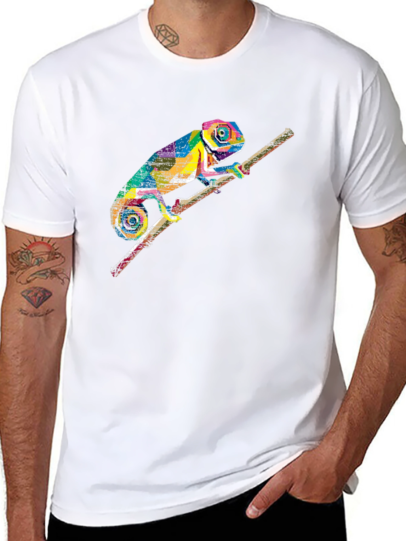 Vibrant Chameleon Graphic Print T-Shirt