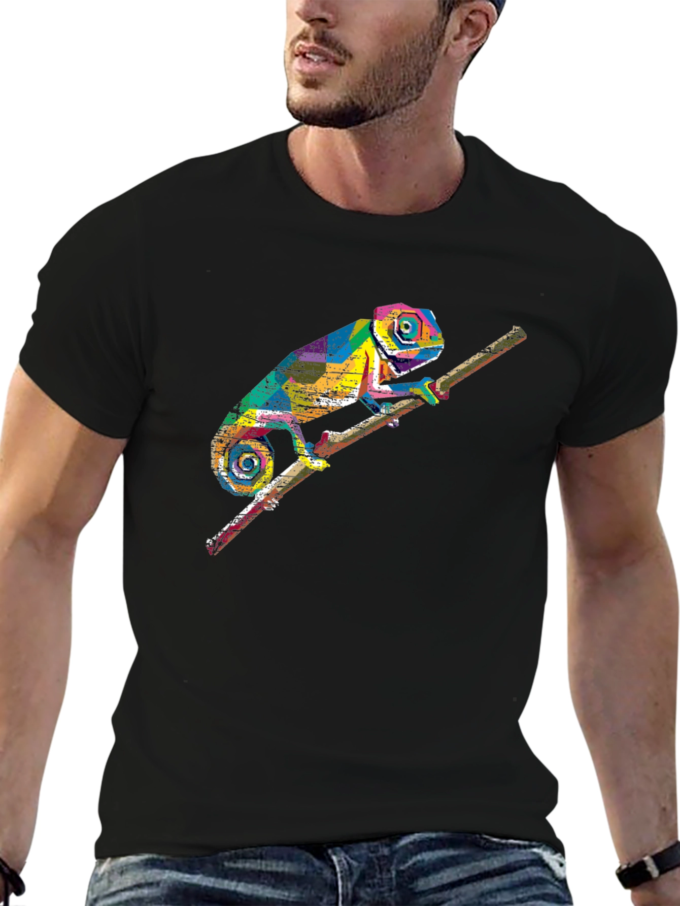 Vibrant Chameleon Graphic Print T-Shirt