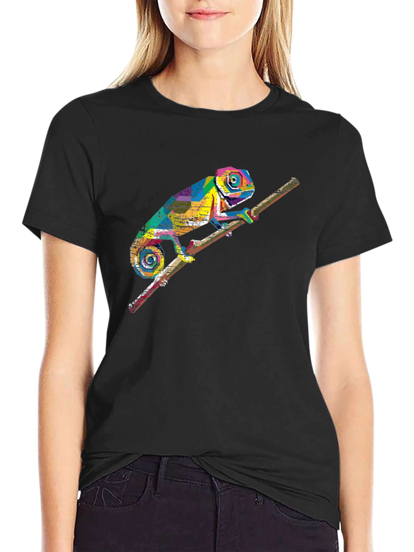 Vibrant Chameleon Graphic Print T-Shirt