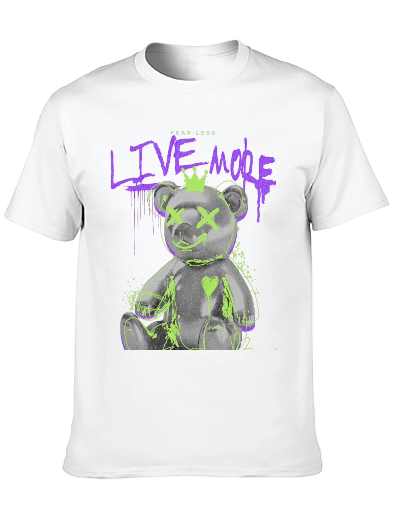 Fearless Live More Bear Graphic T-Shirt