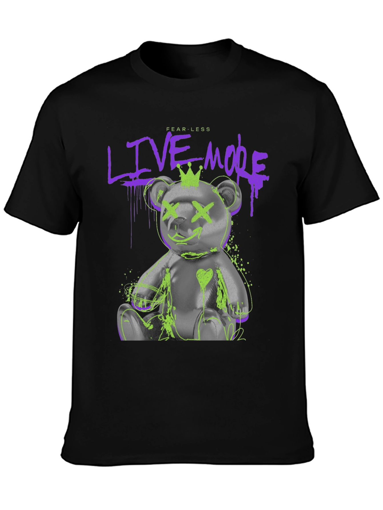 Fearless Live More Bear Graphic T-Shirt