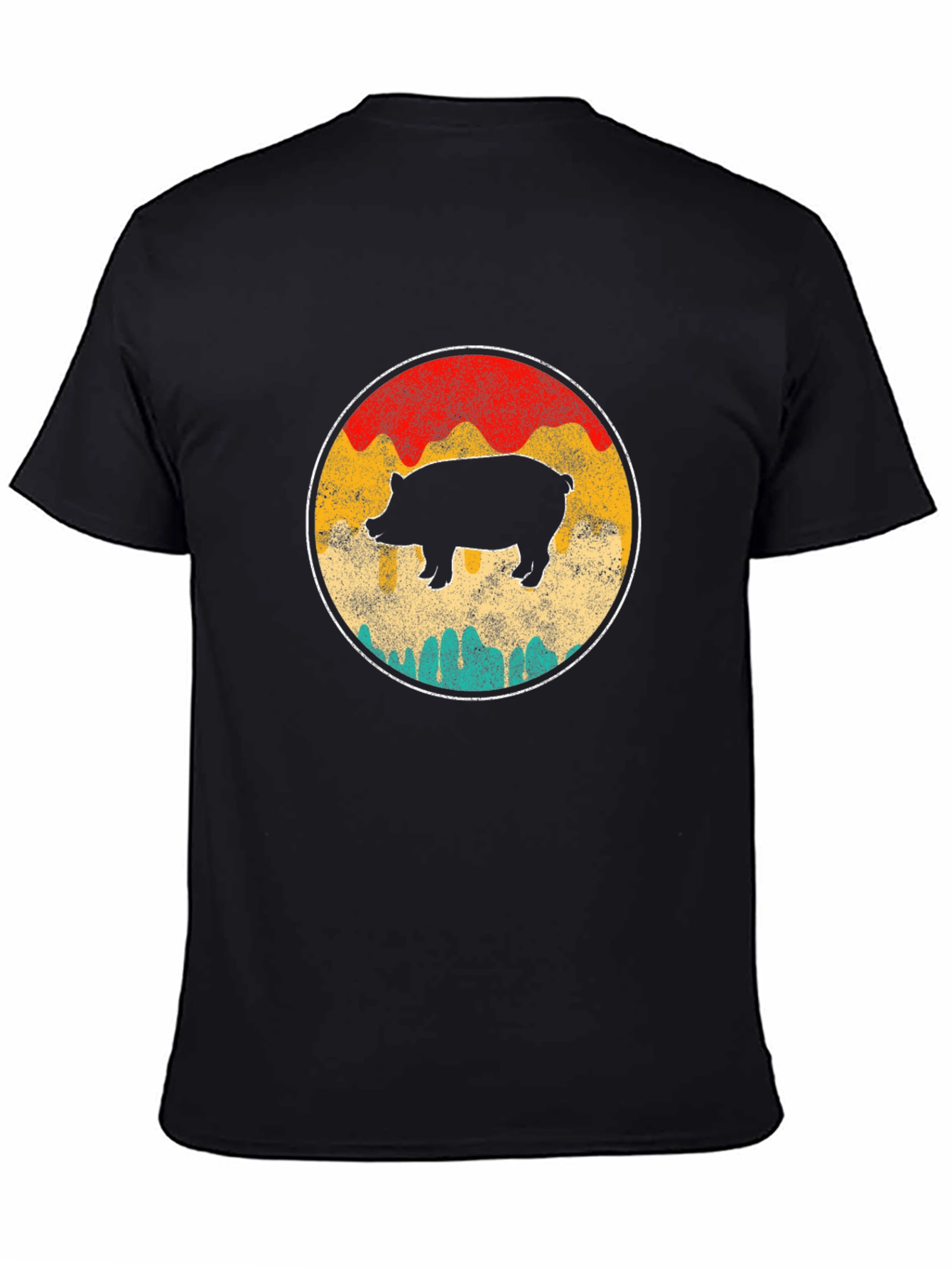 Retro Pig Graphic Tee - Black Crewneck