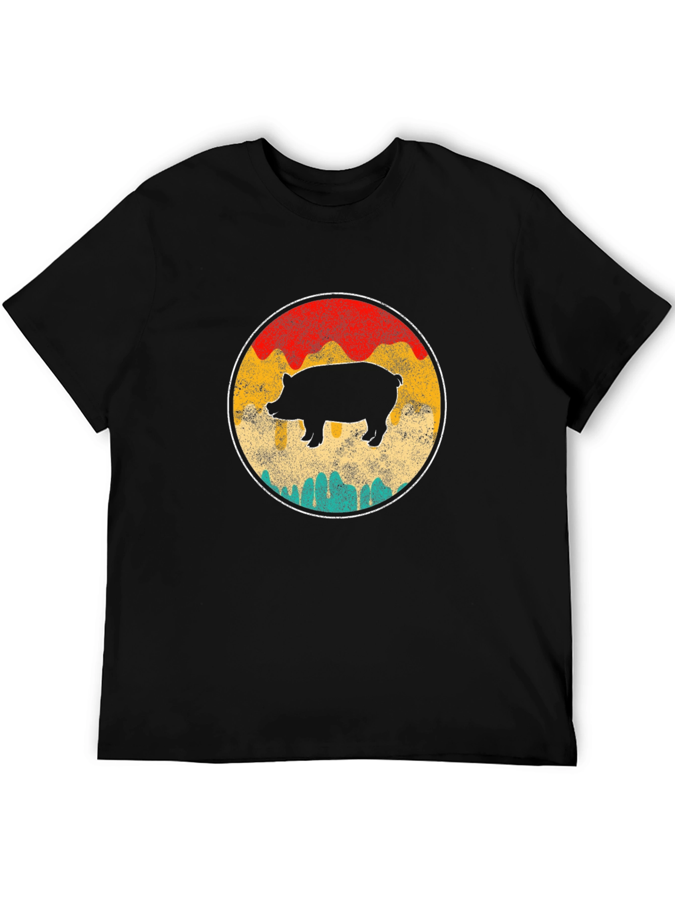 Retro Pig Graphic Tee - Black Crewneck