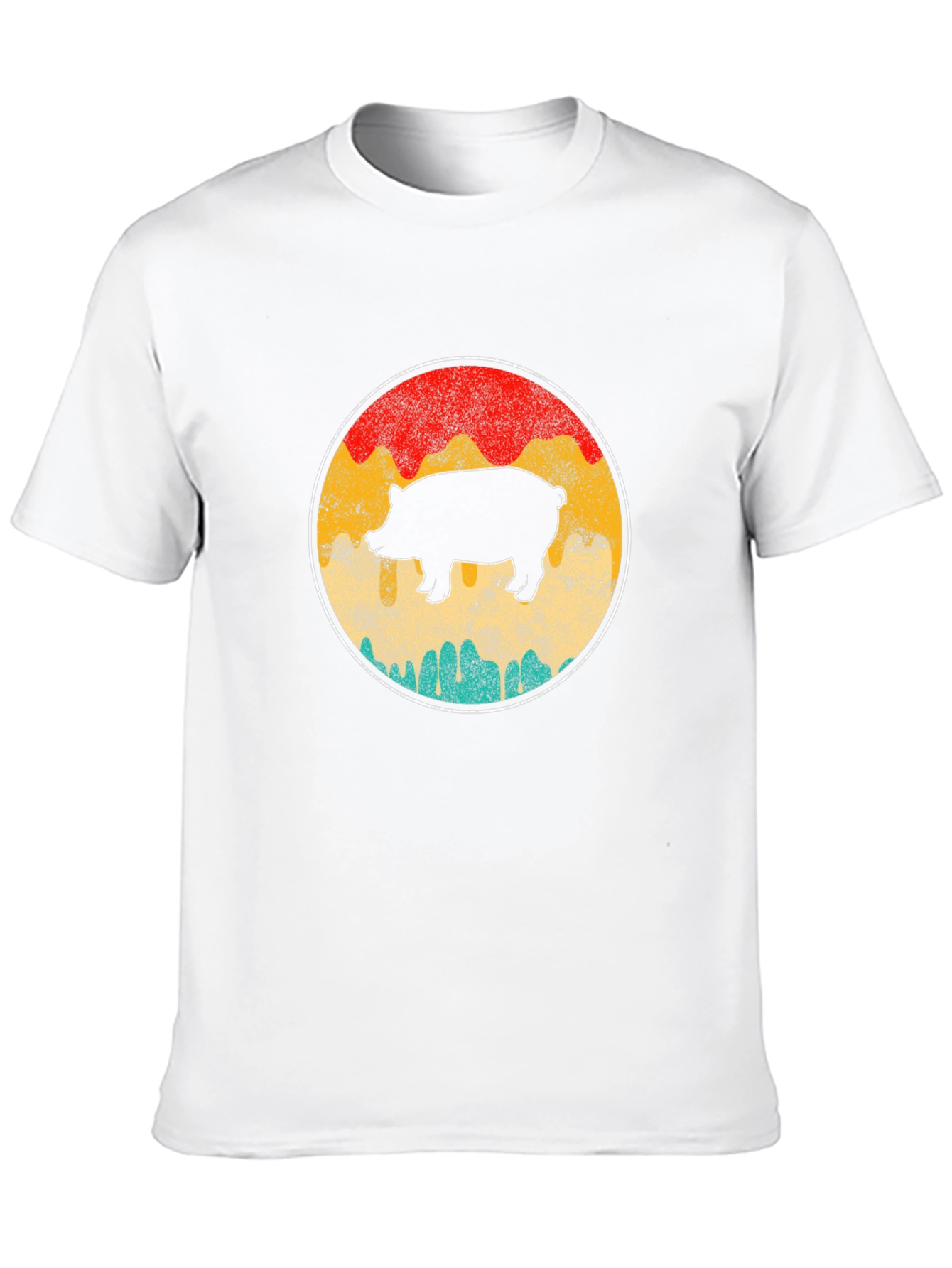 Retro Pig Graphic Tee - Black Crewneck