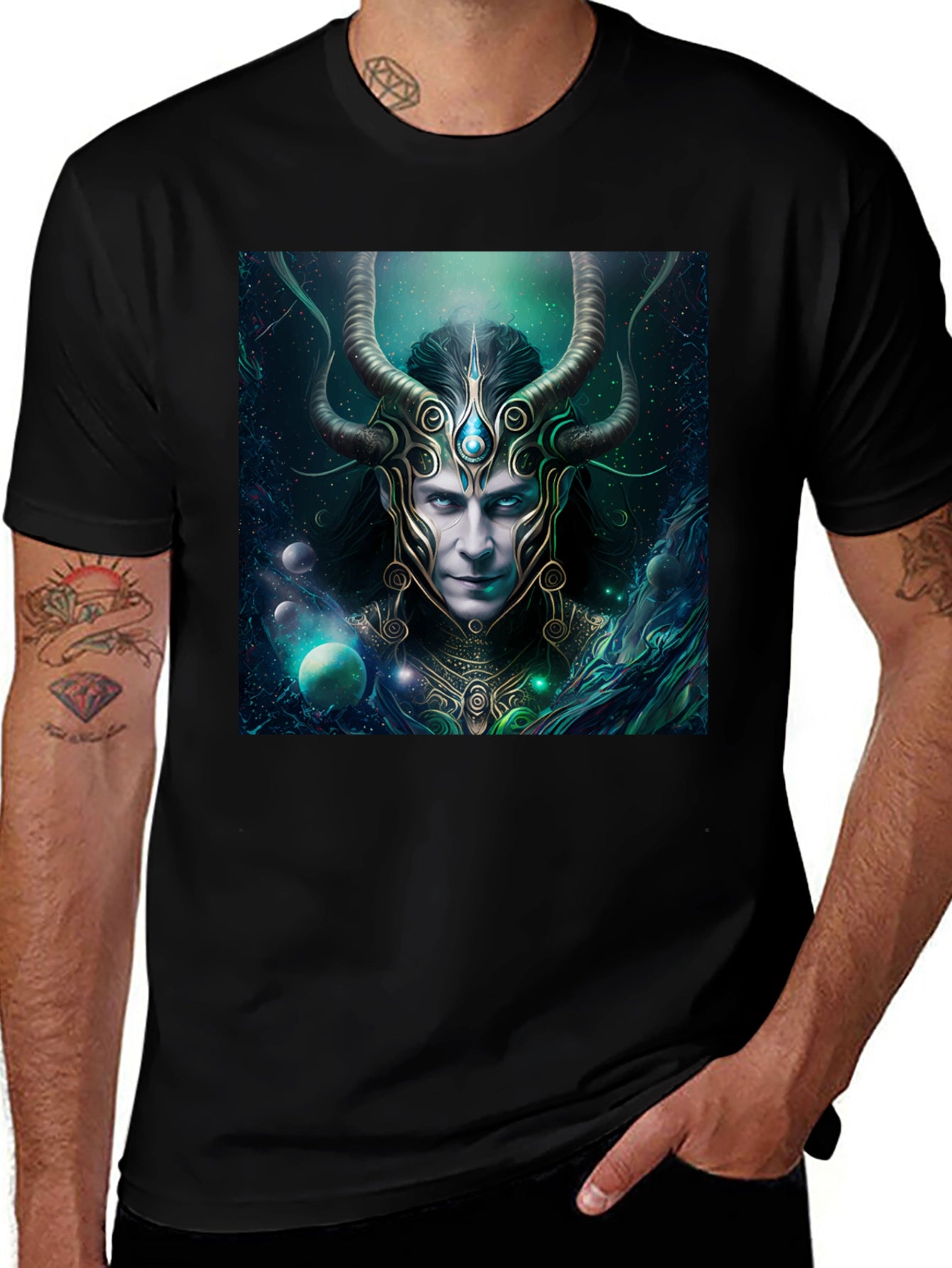 Mystic Horned God Graphic Black T-Shirt