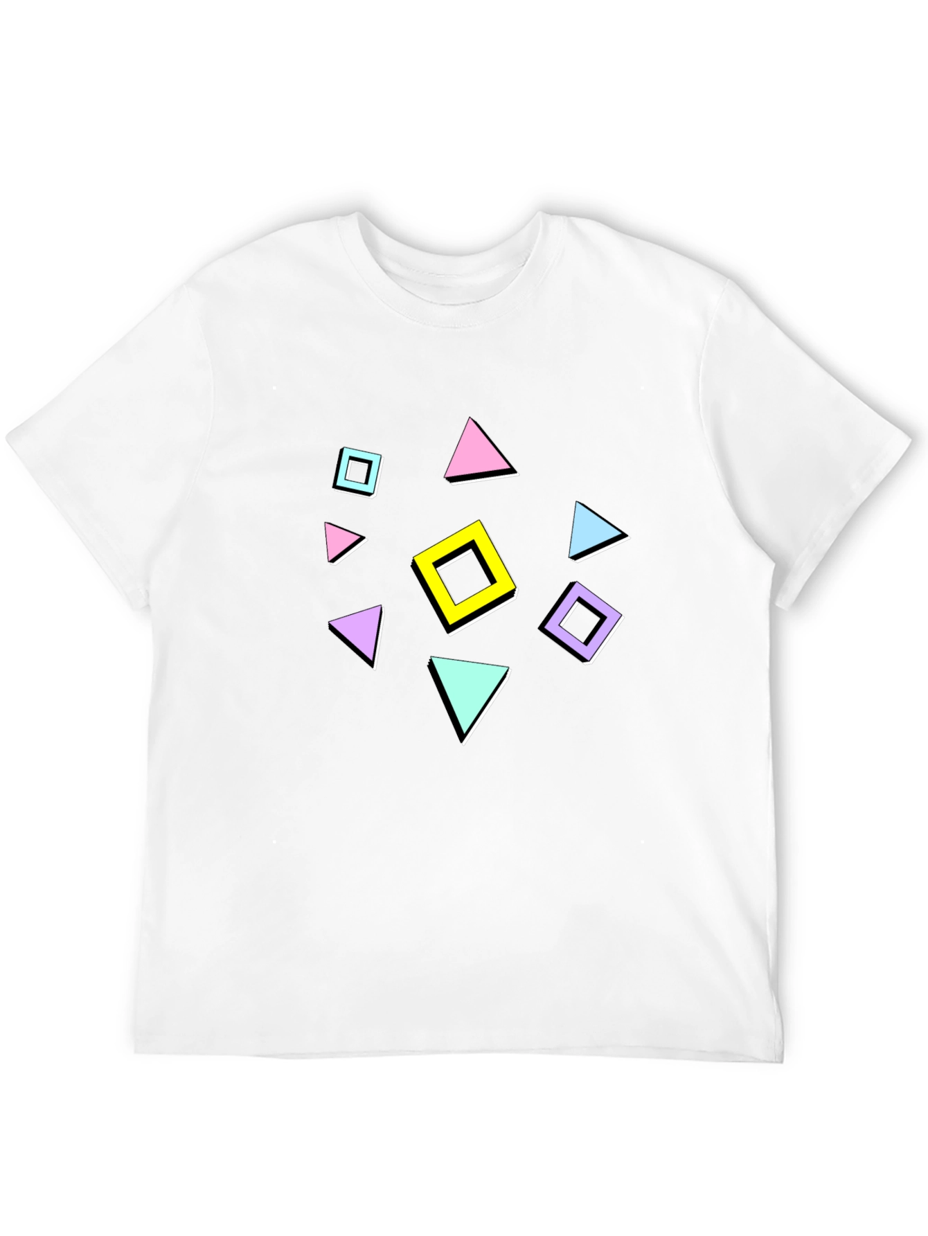 Retro Geometric Pattern T-Shirt - Black