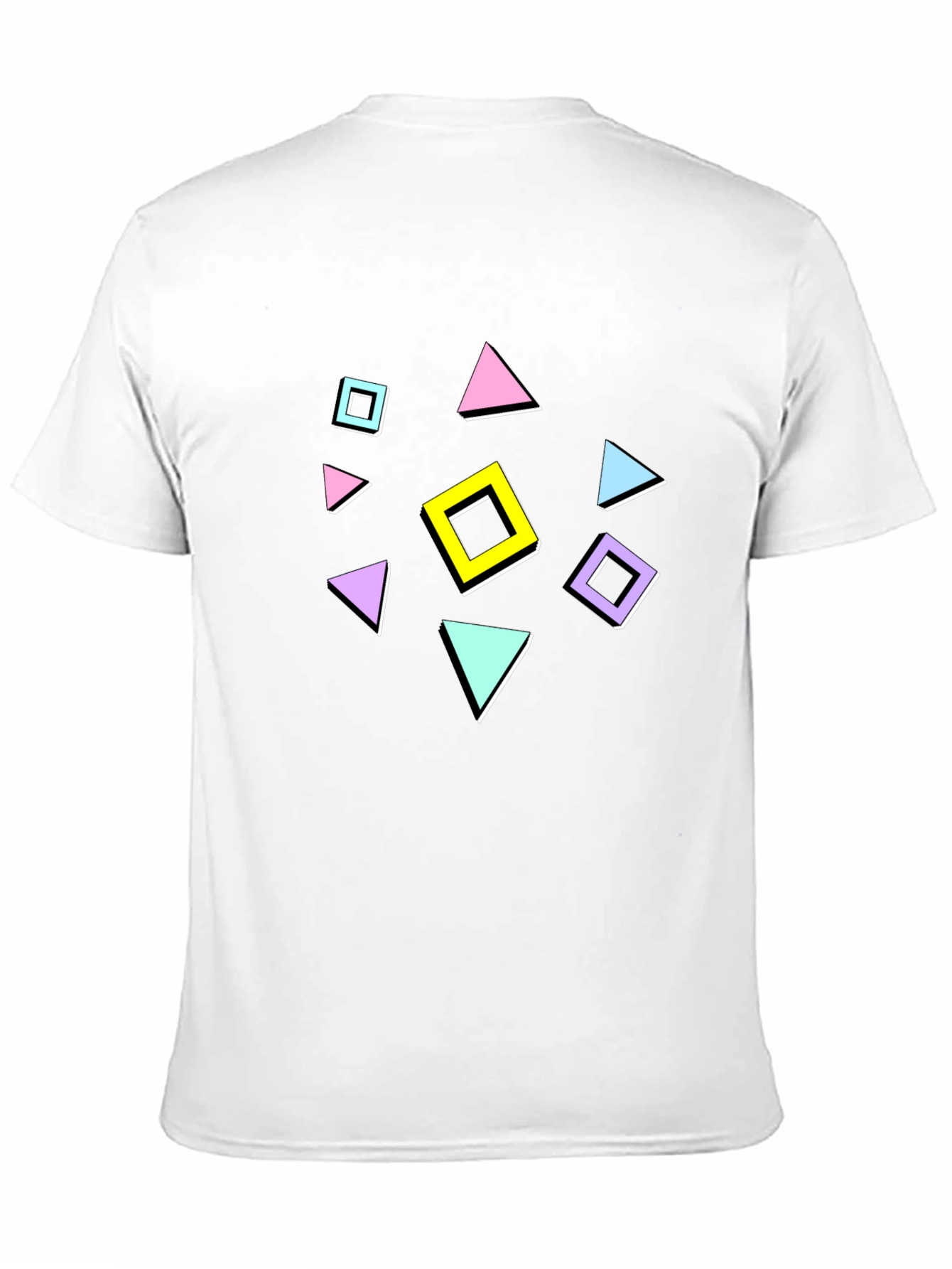 Retro Geometric Pattern T-Shirt - Black