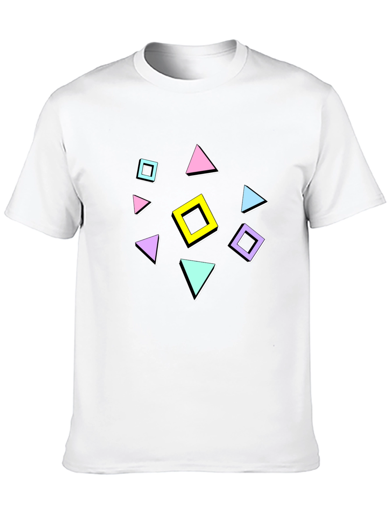Retro Geometric Pattern T-Shirt - Black