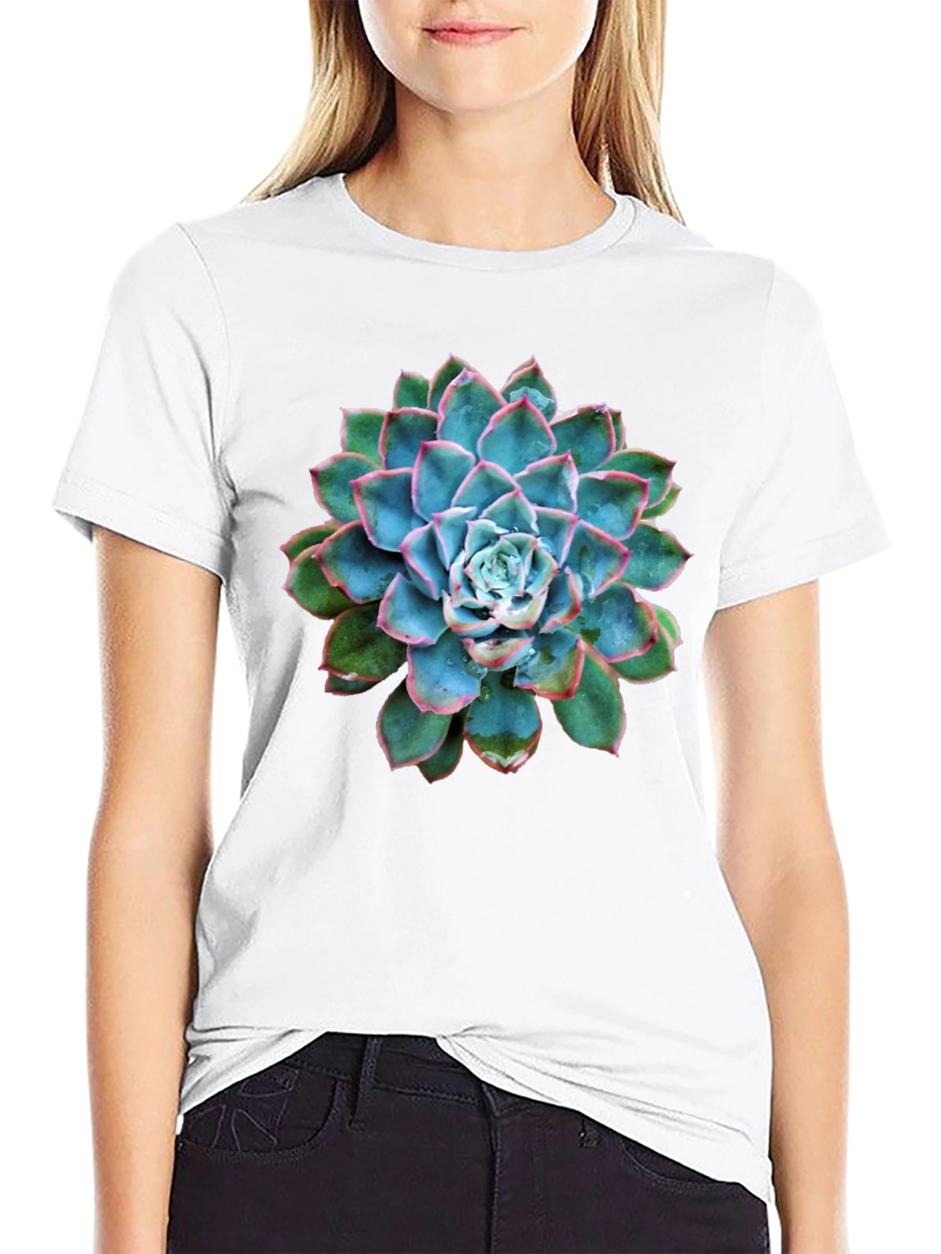 Succulent Graphic Black T-Shirt