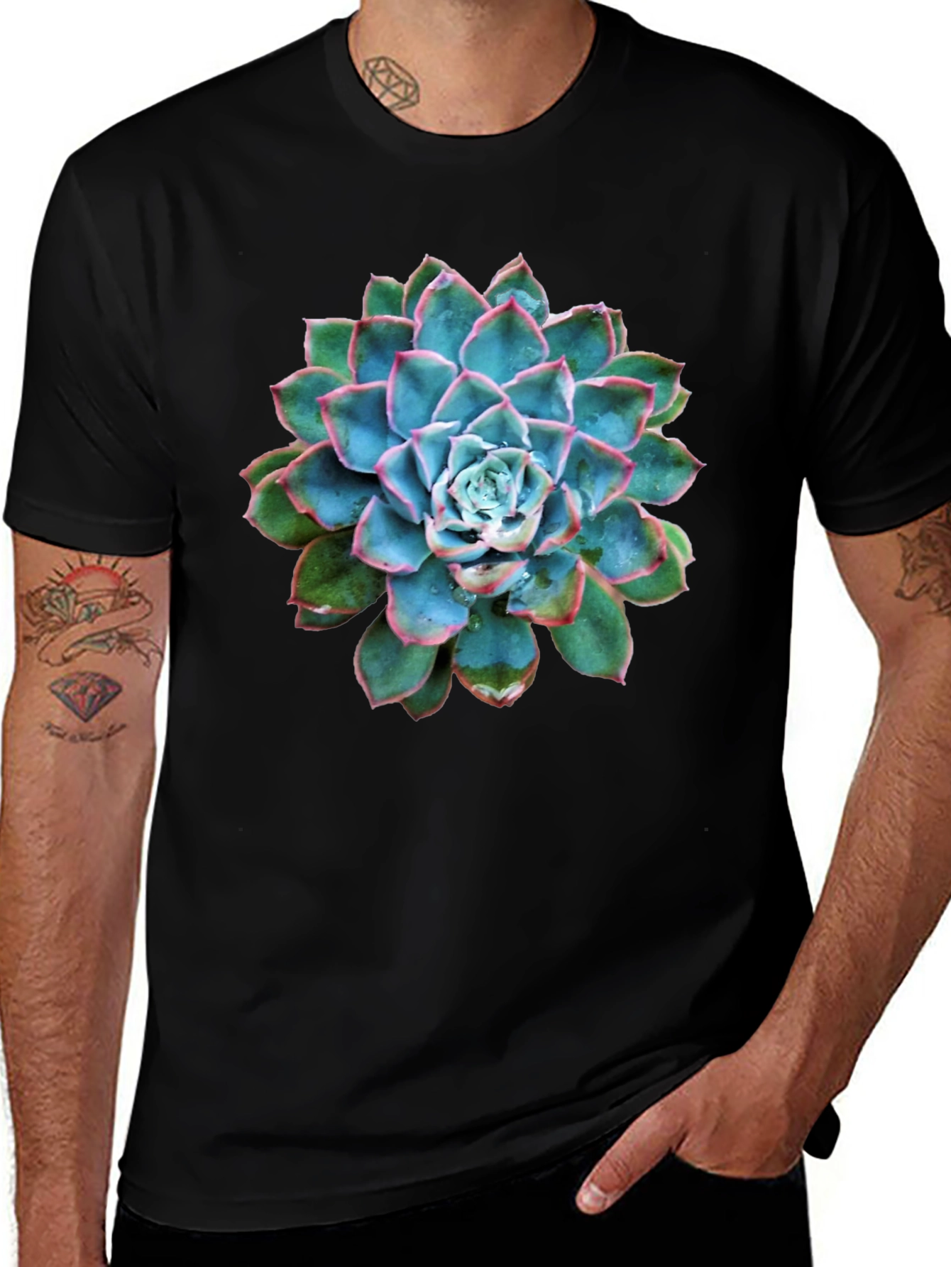 Succulent Graphic Black T-Shirt