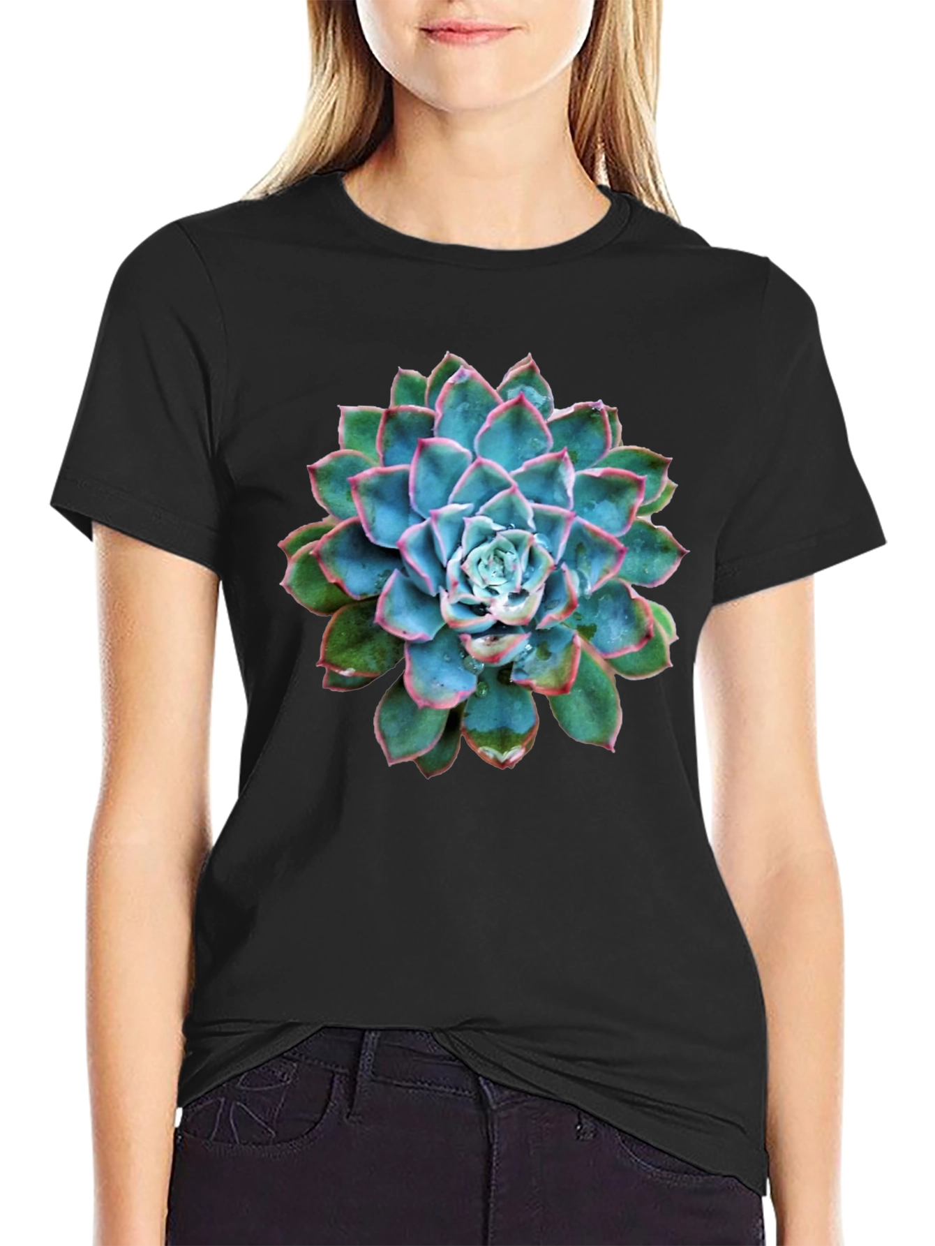 Succulent Graphic Black T-Shirt