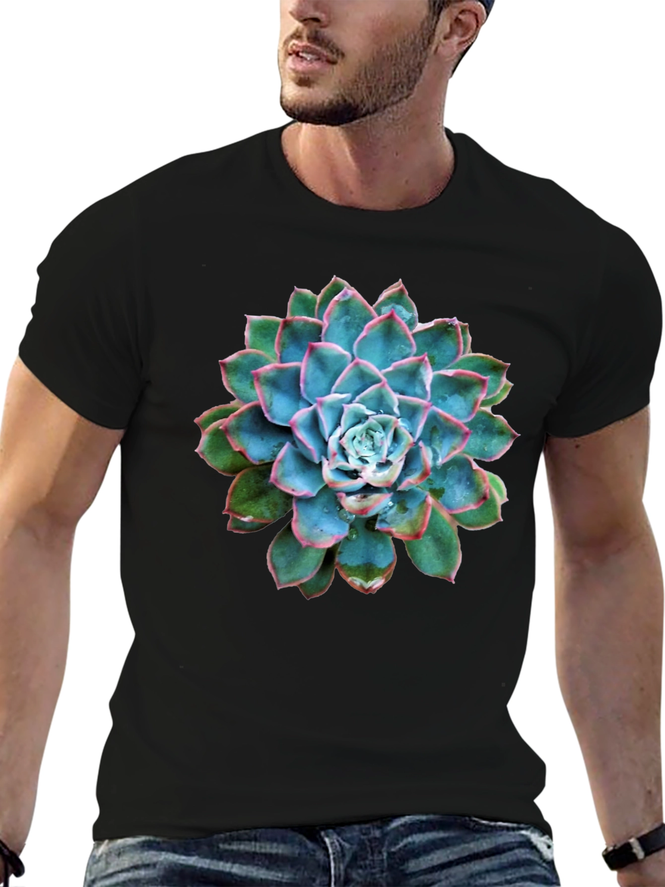 Succulent Graphic Black T-Shirt