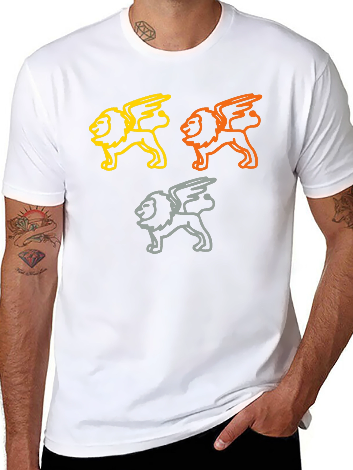 Lion Graphic Print T-Shirt - Casual Black Tee