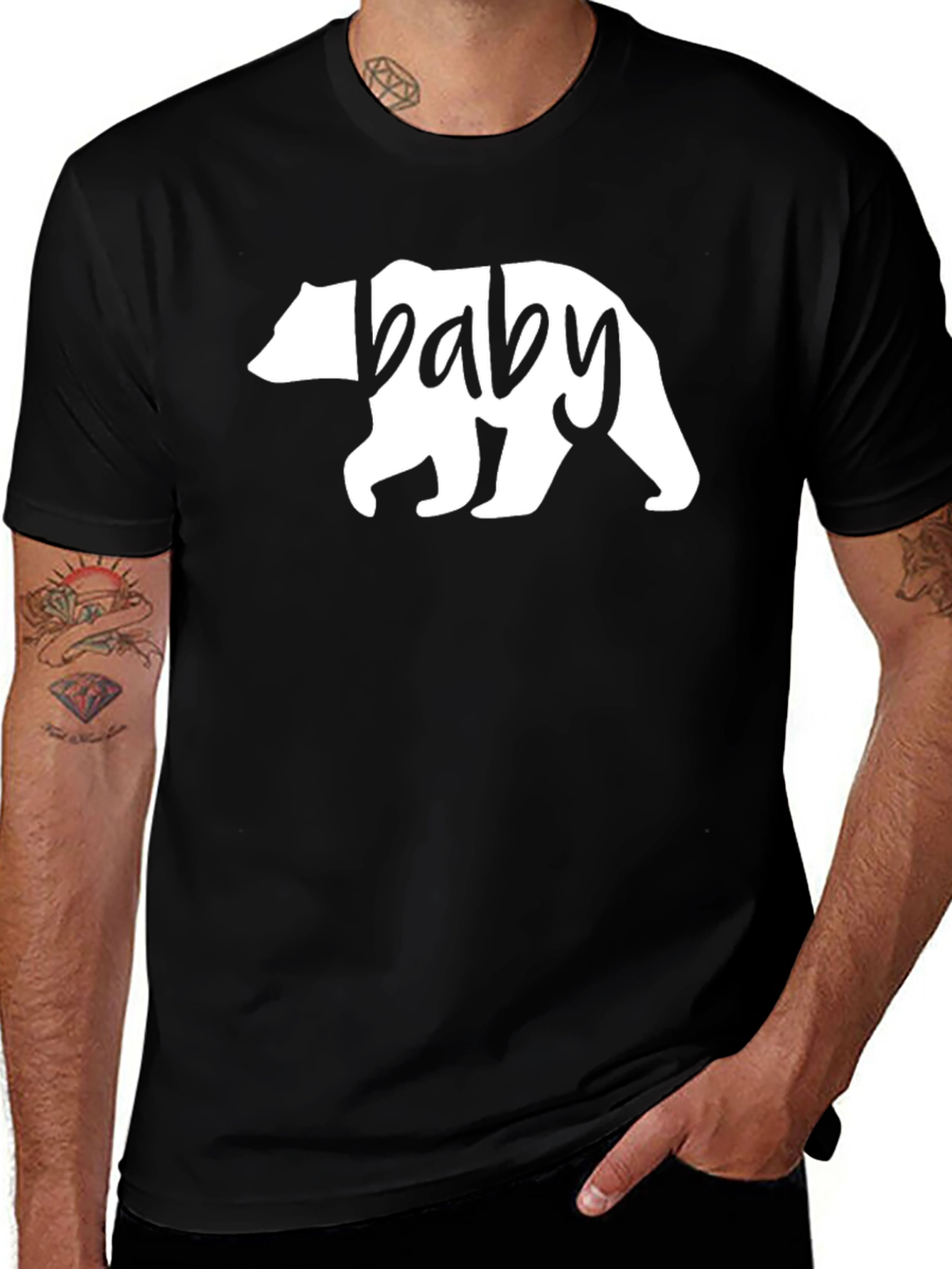 Baby Bear Graphic Tee - Black Cotton T-Shirt