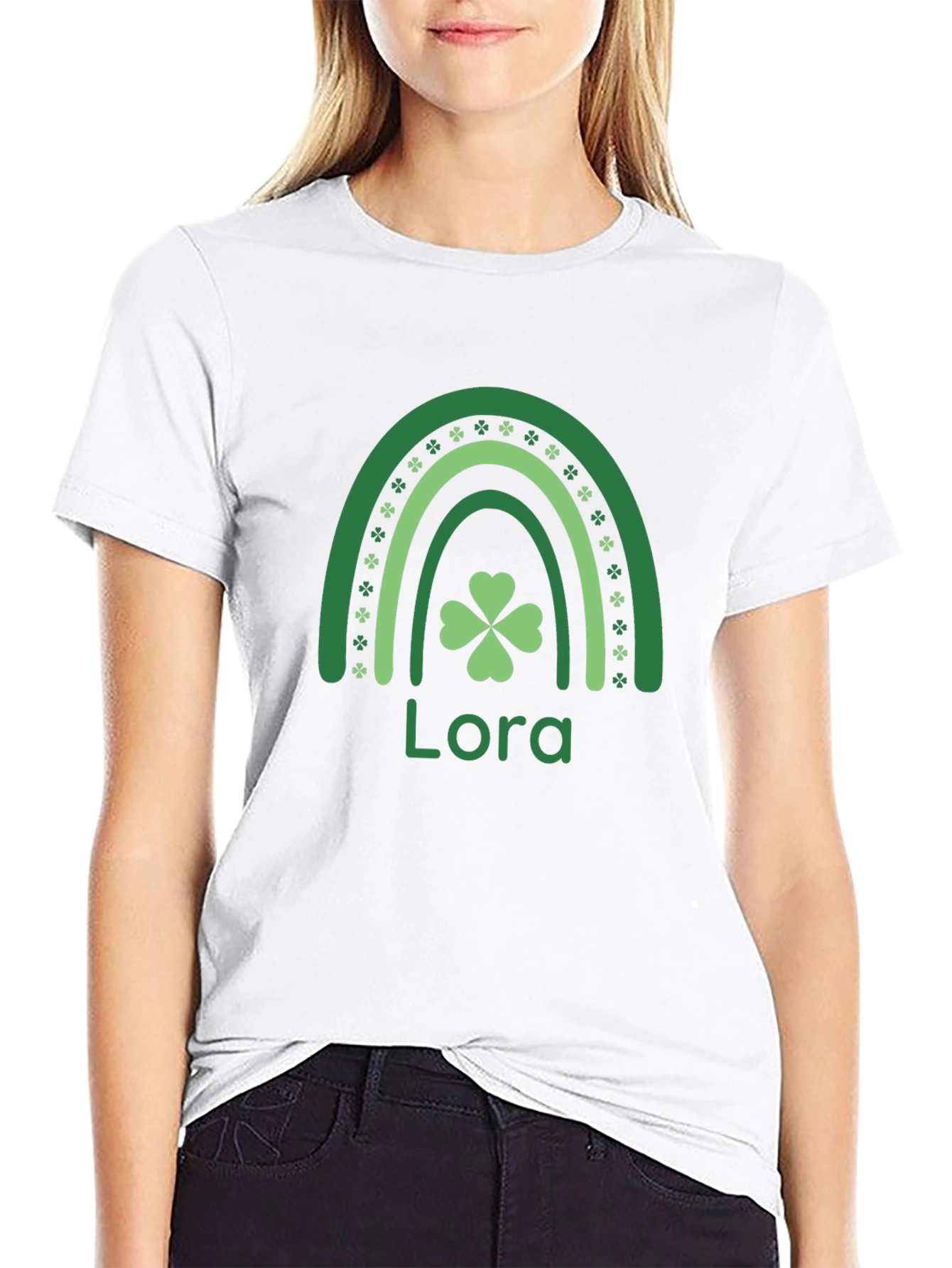 Lora St. Patricks Day Rainbow Shamrock T-Shirt