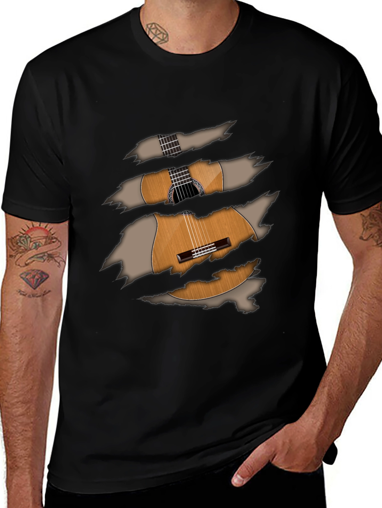 Guitar Ripped T-Shirt - Unique Musical Tee