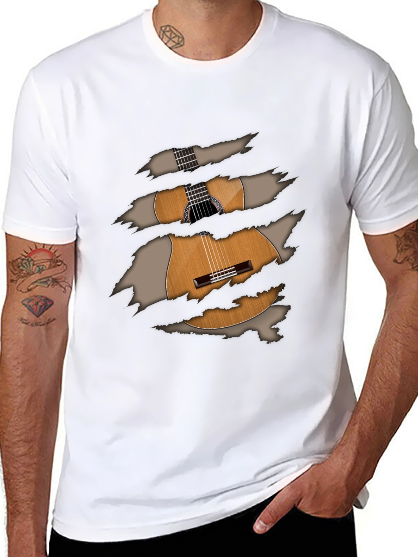 Guitar Ripped T-Shirt - Unique Musical Tee