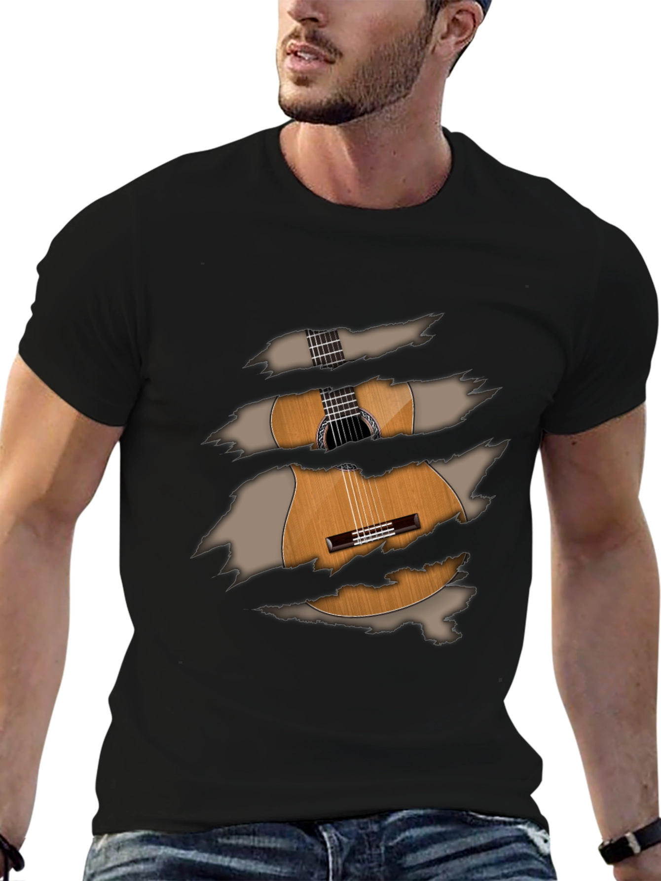 Guitar Ripped T-Shirt - Unique Musical Tee