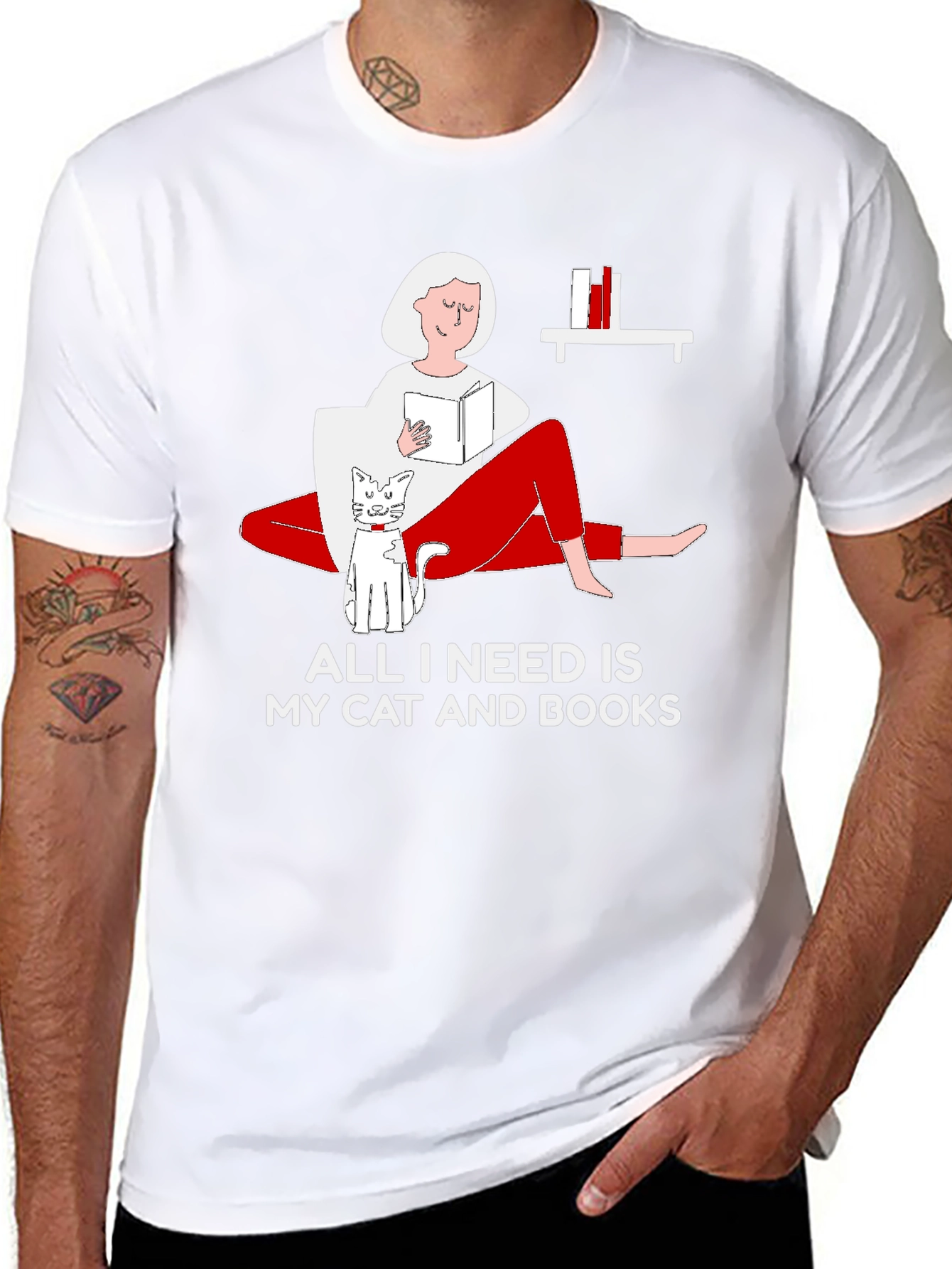 All I Need Is My Cat And Books T-Shirt