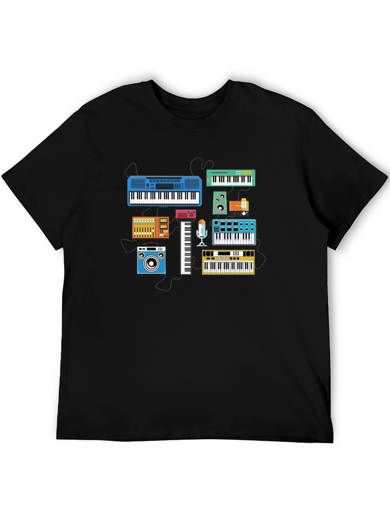 Retro Synth Music T-Shirt - Black Cotton Tee