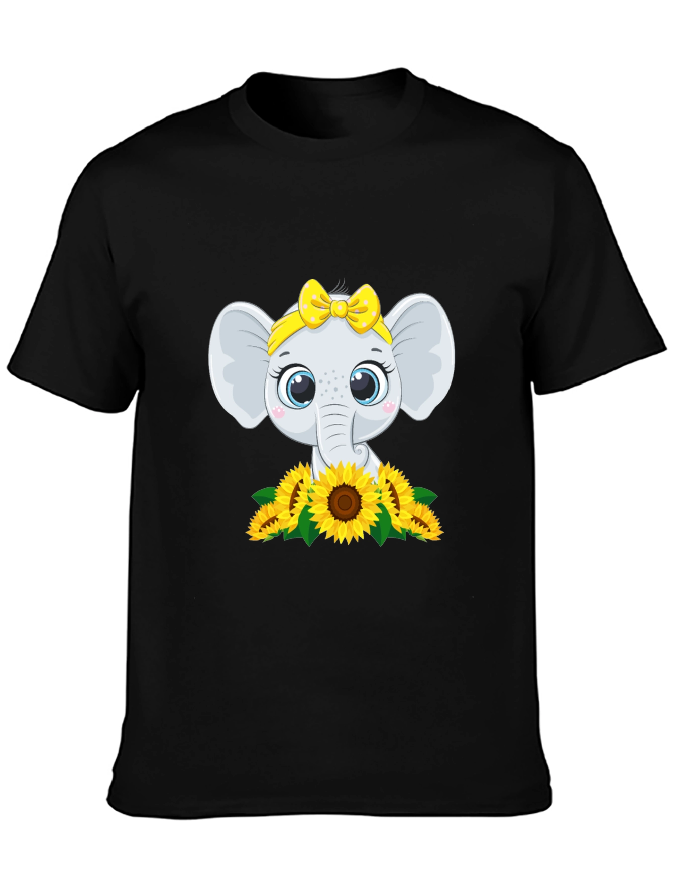 Cute Elephant Sunflower Graphic Tee