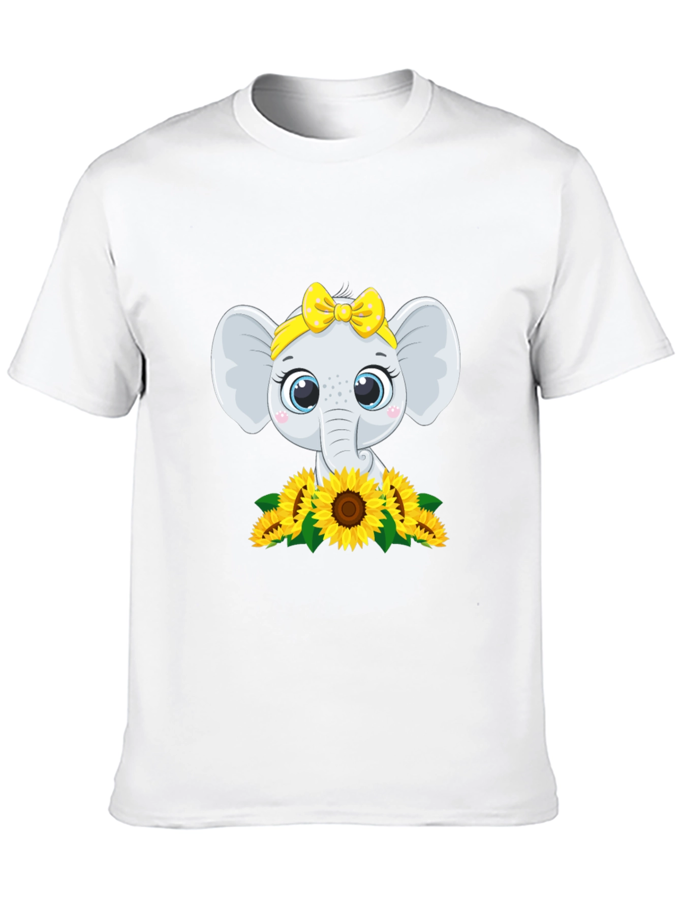 Cute Elephant Sunflower Graphic Tee