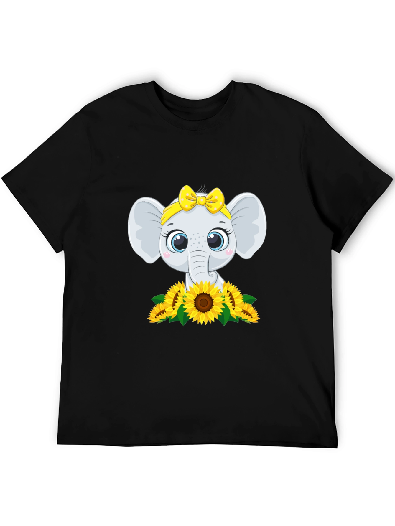 Cute Elephant Sunflower Graphic Tee
