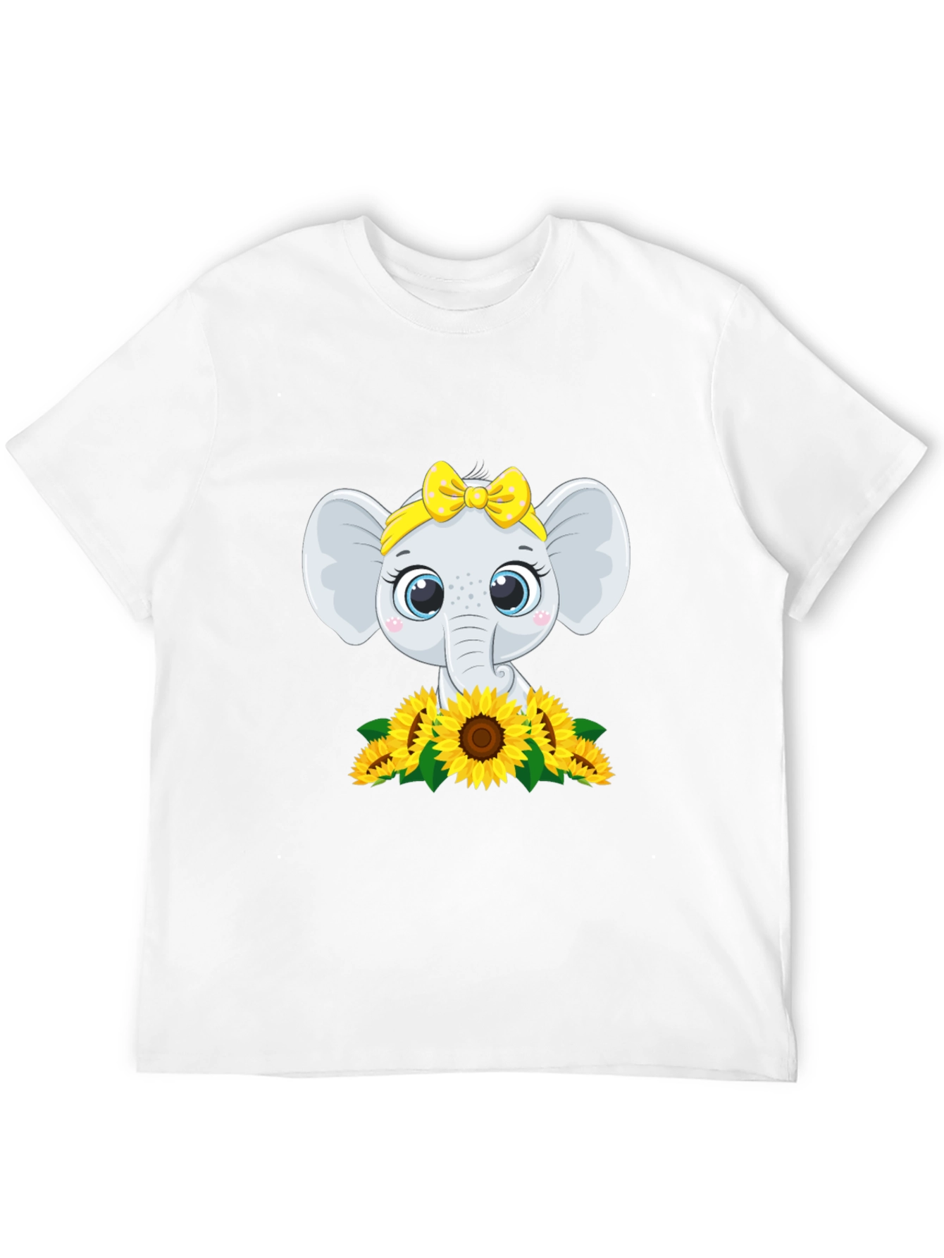 Cute Elephant Sunflower Graphic Tee