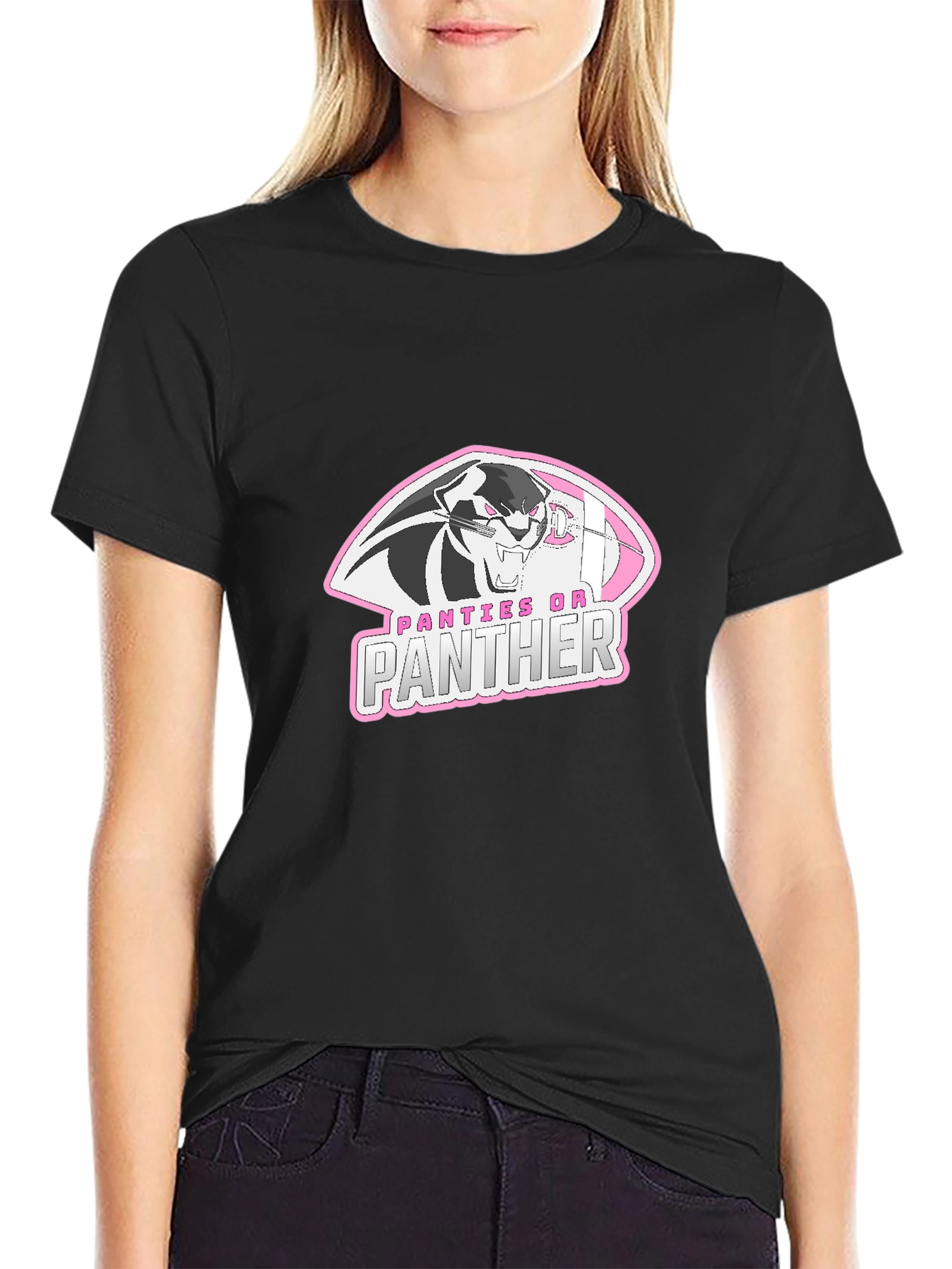 Panties On Panther Black Graphic Tee