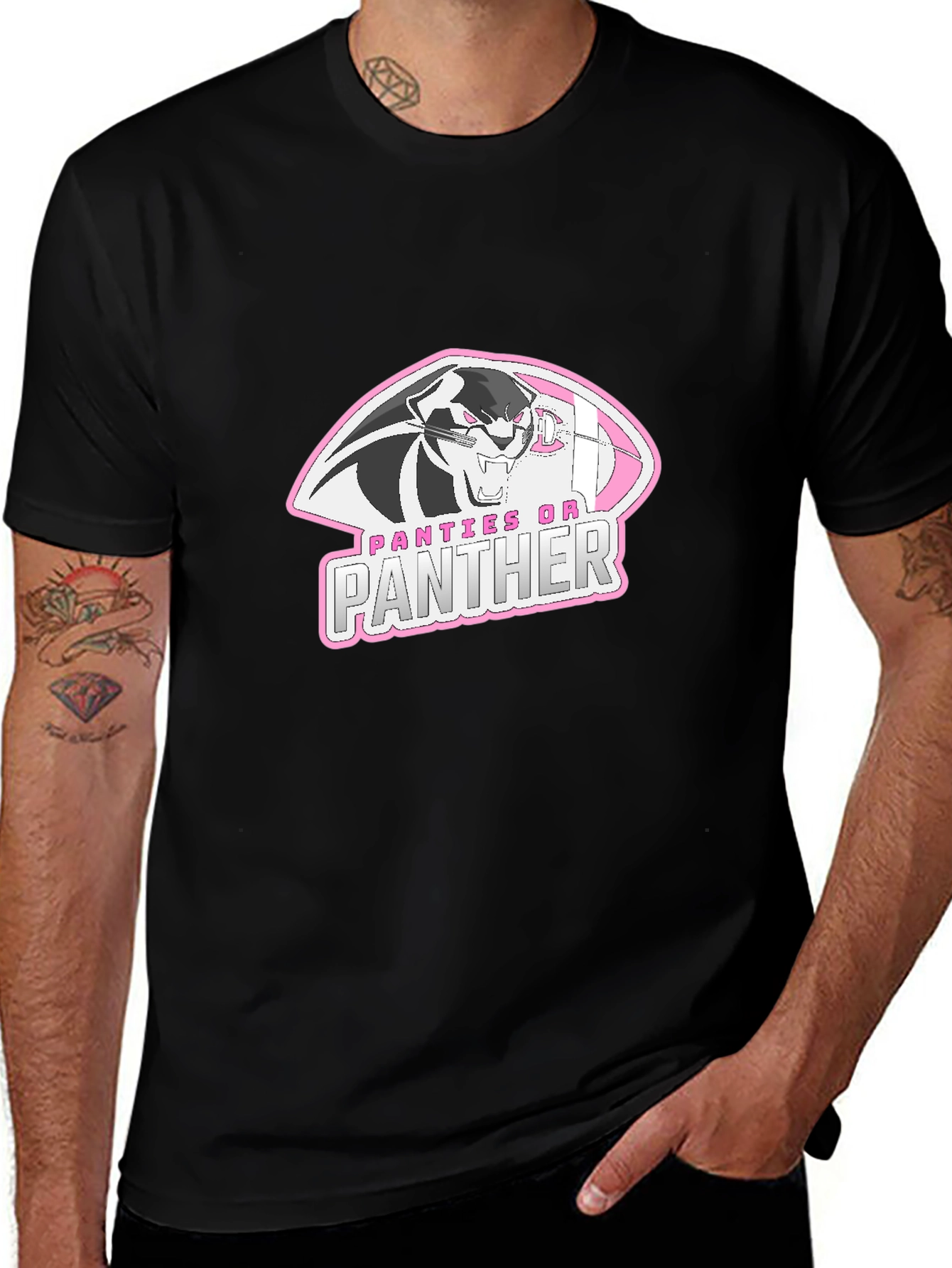 Panties On Panther Black Graphic Tee