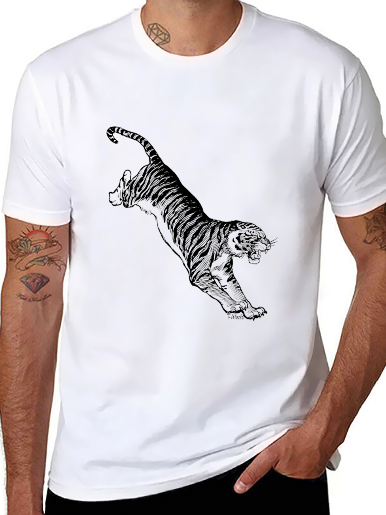 Black Tiger Graphic T-Shirt - Mens Fashion