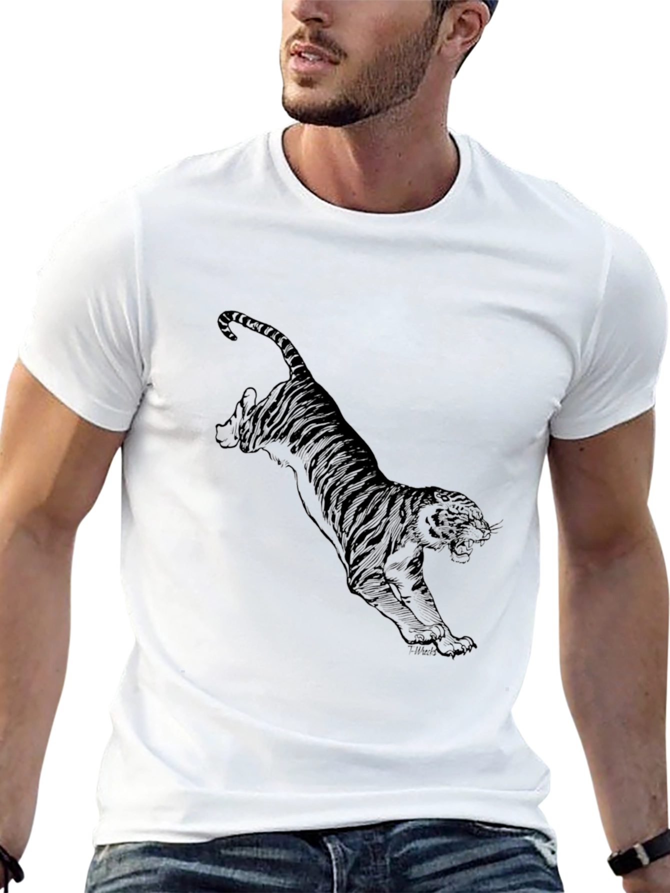 Black Tiger Graphic T-Shirt - Mens Fashion