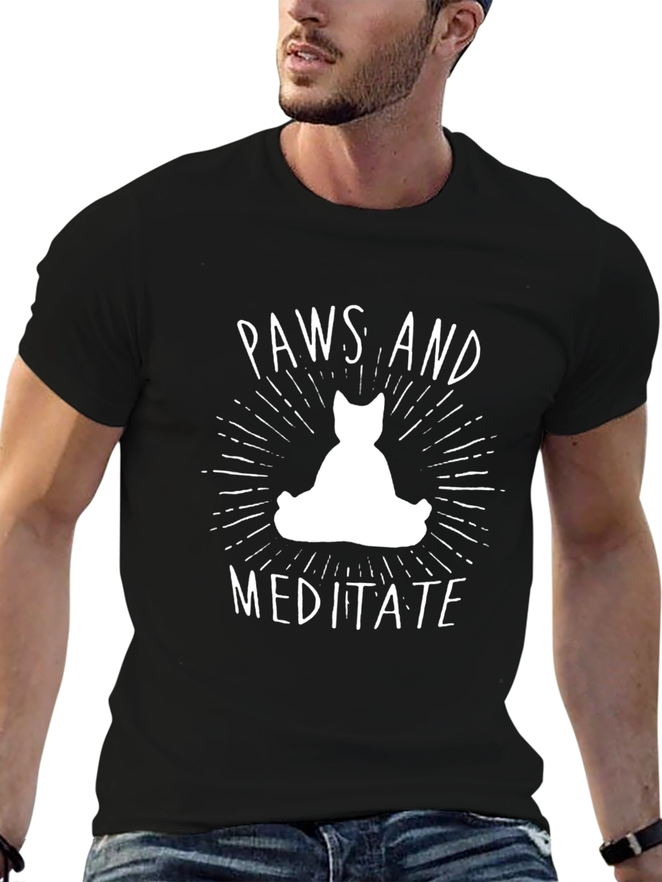 Paws and Meditate Black T-Shirt