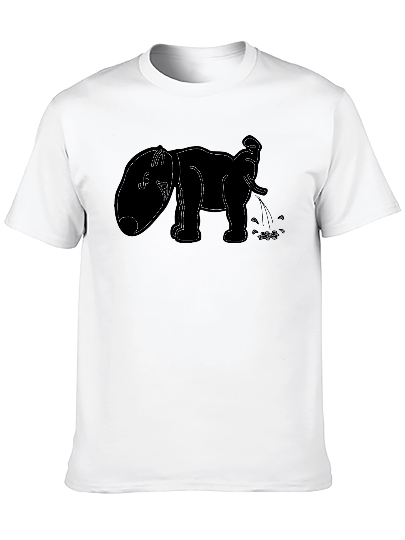 Funny Elephant Outline Black T-Shirt