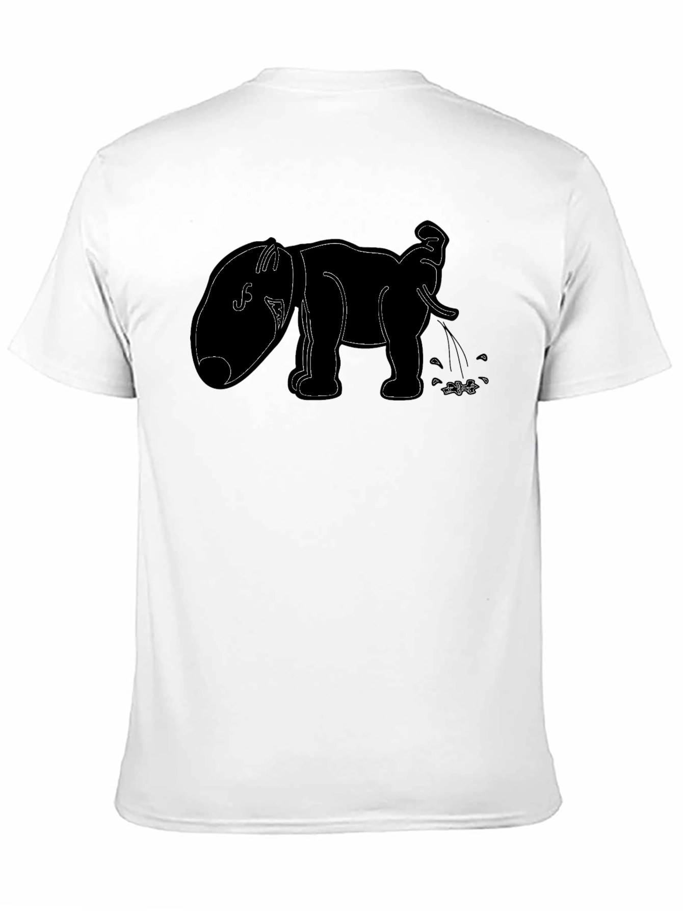Funny Elephant Outline Black T-Shirt